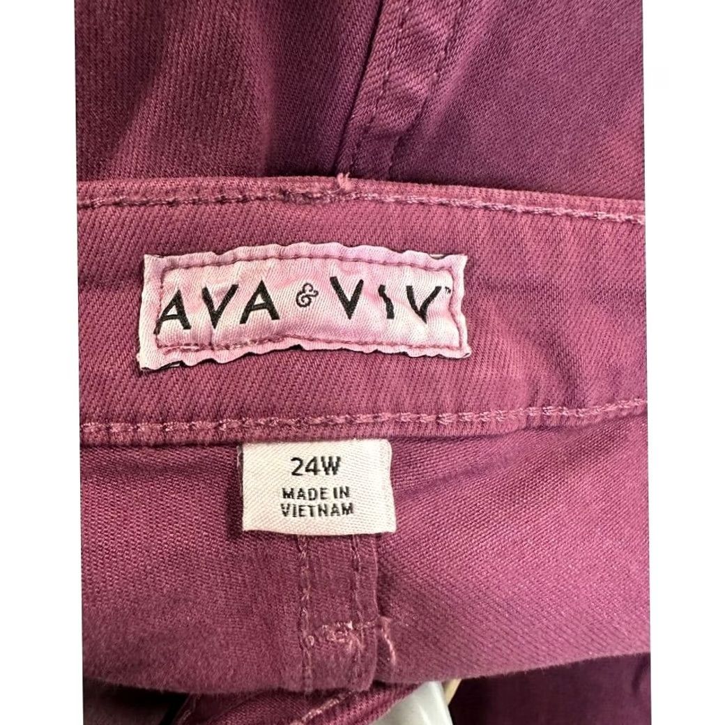 Vintage Ava Viv Skinny Jeans Womens 24W Plus Purple High Rise Stretch Jeans 29in Inseam Womens Size 42" / US 20 - 3 Thumbnail