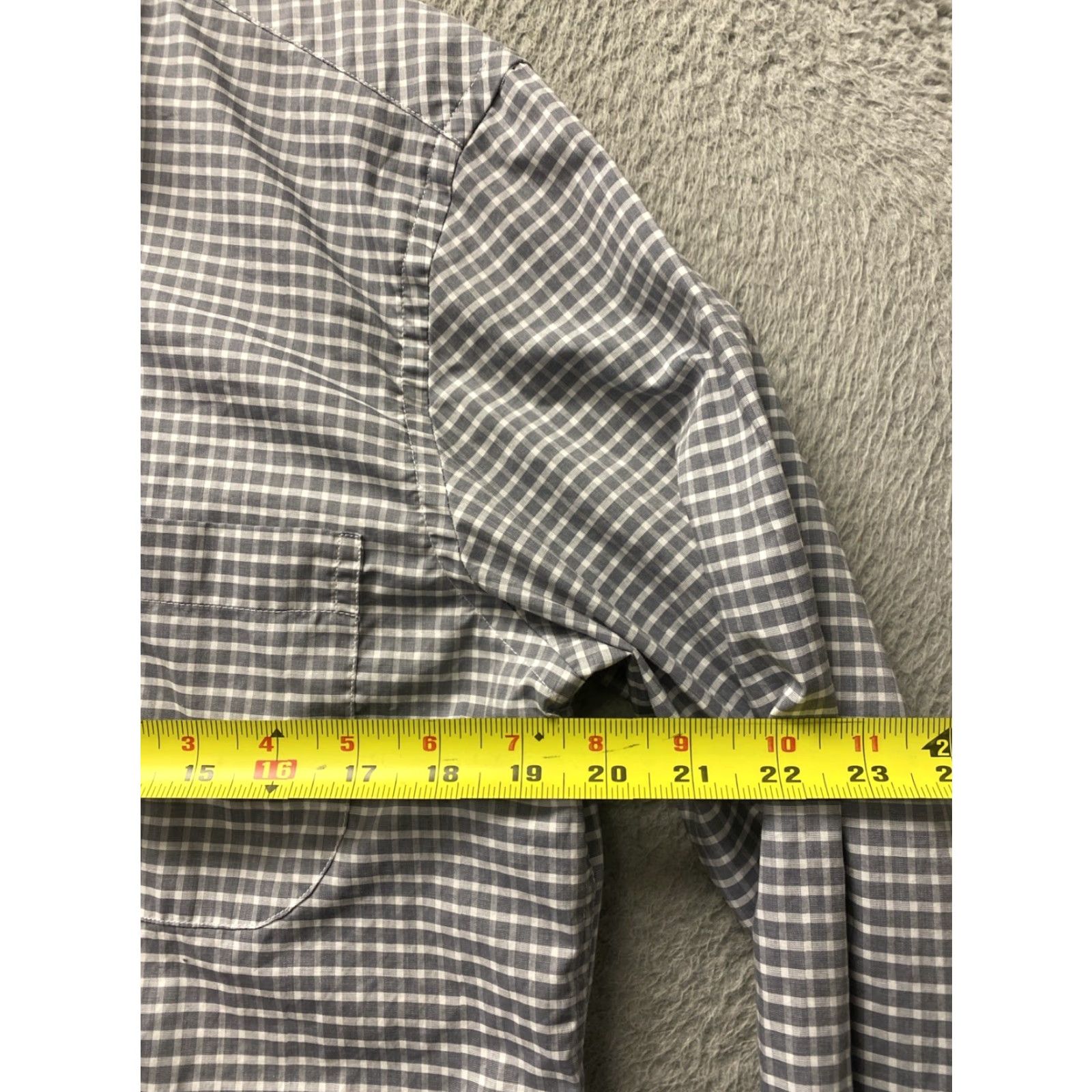 Joseph Abboud Joseph Abboud Dress Shirt Mens 16.5 Gray Check 100% Cotton Button Up Medium Classic Mens - 16.5/32-33, Regular Fit, Barrel Cuff, Spread Collar Size 42R - 5 Thumbnail