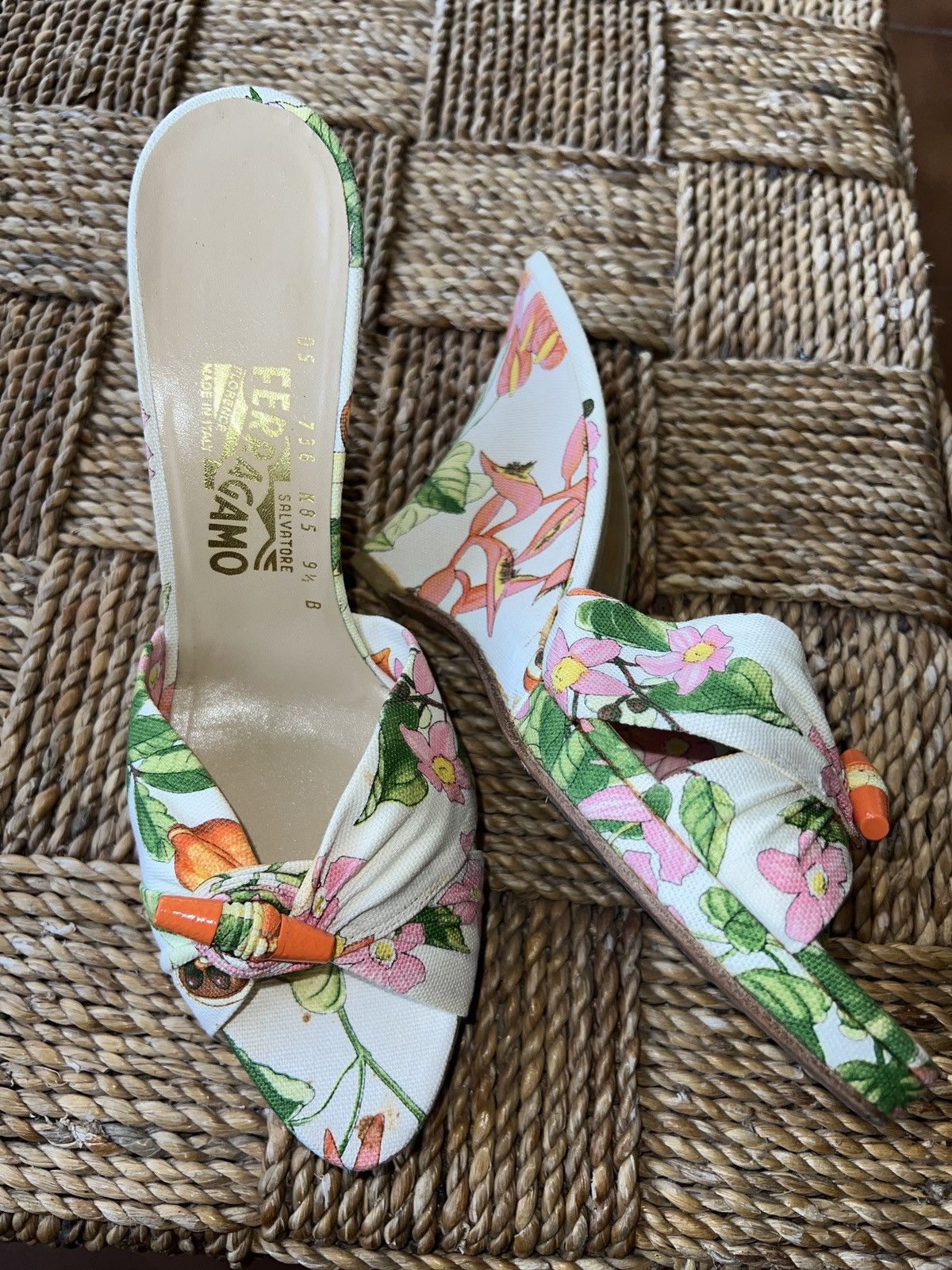 Salvatore Ferragamo Salvatore Ferragamo Floral Sandal Wedges Size US 9.5 / IT 39.5 - 2 Thumbnail