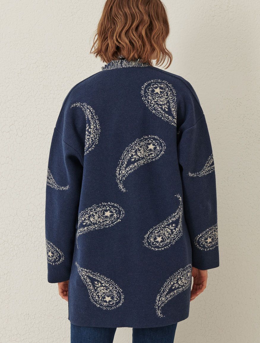 Marella Marella Sonale Cardigan in Cashmere Jacquard Wool Blend Size M / US 6-8 / IT 42-44 - 3 Thumbnail