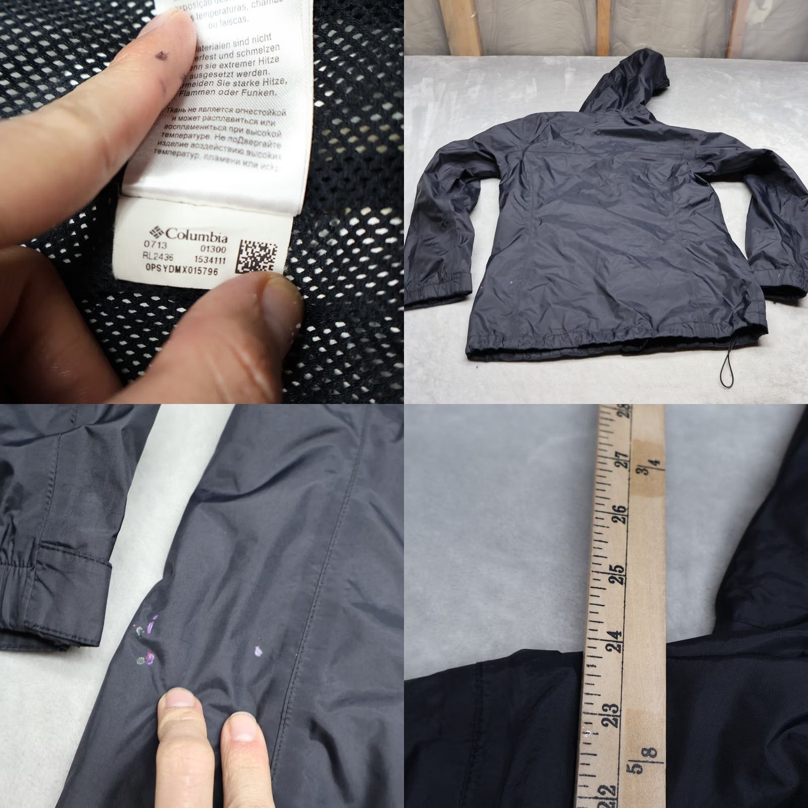 Rains Columbia Jacket Womens XS Black Waterproof Lightweight Full Zip Arcadia II Rain Coat Size XS / US 0-2 / IT 36-38 - 9 Thumbnail