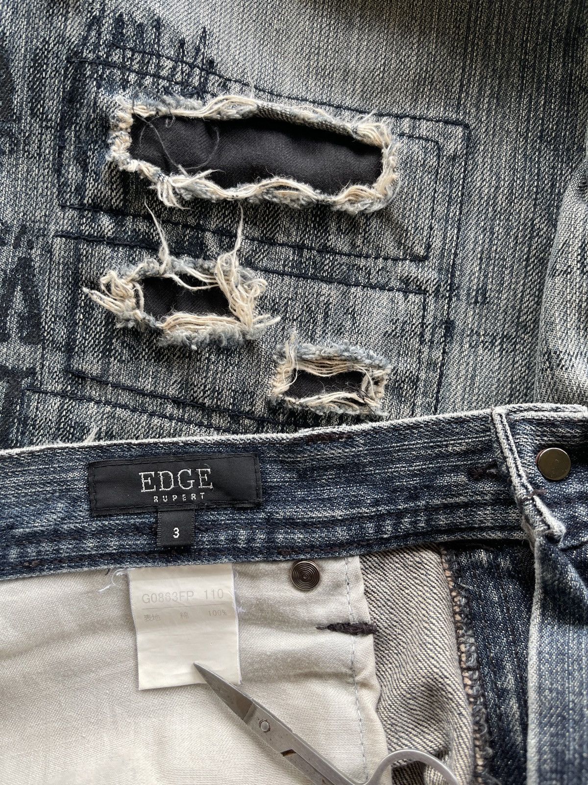 Japanese Brand Vintage EDGE Rupert If Six Was Nine Distressed Flare Denim Size US 32 / EU 48 - 10 Thumbnail