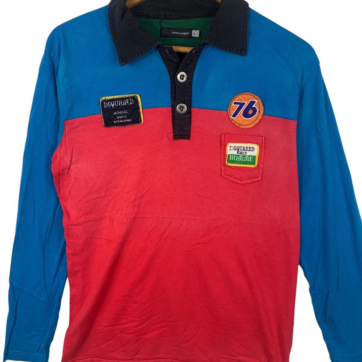 Dsquared2 Vintage DSQUARED2 ITALY 76 Motor Oil Racing Polo Tee Shirt Size US L / EU 52-54 / 3 - 3 Thumbnail