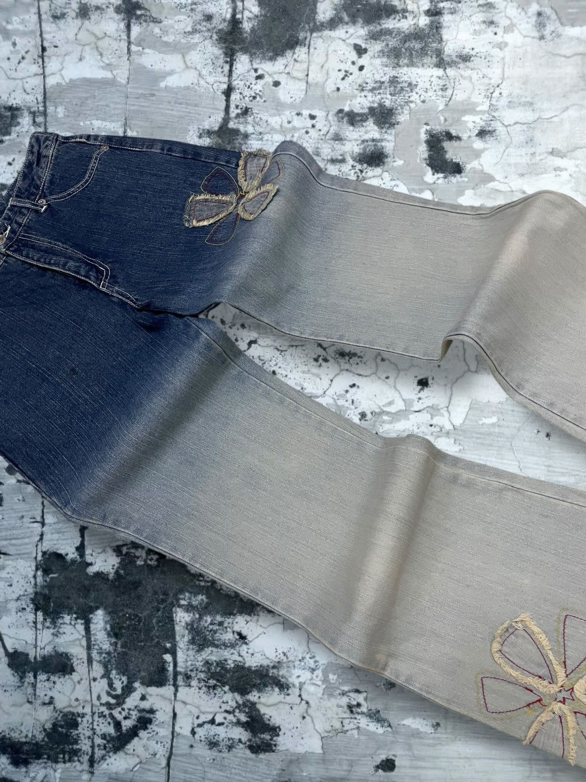 Japanese Brand Vintage 90s Japan Designer Design Flower Flared Summer Denim Size US 26 / EU 42 - 6 Thumbnail