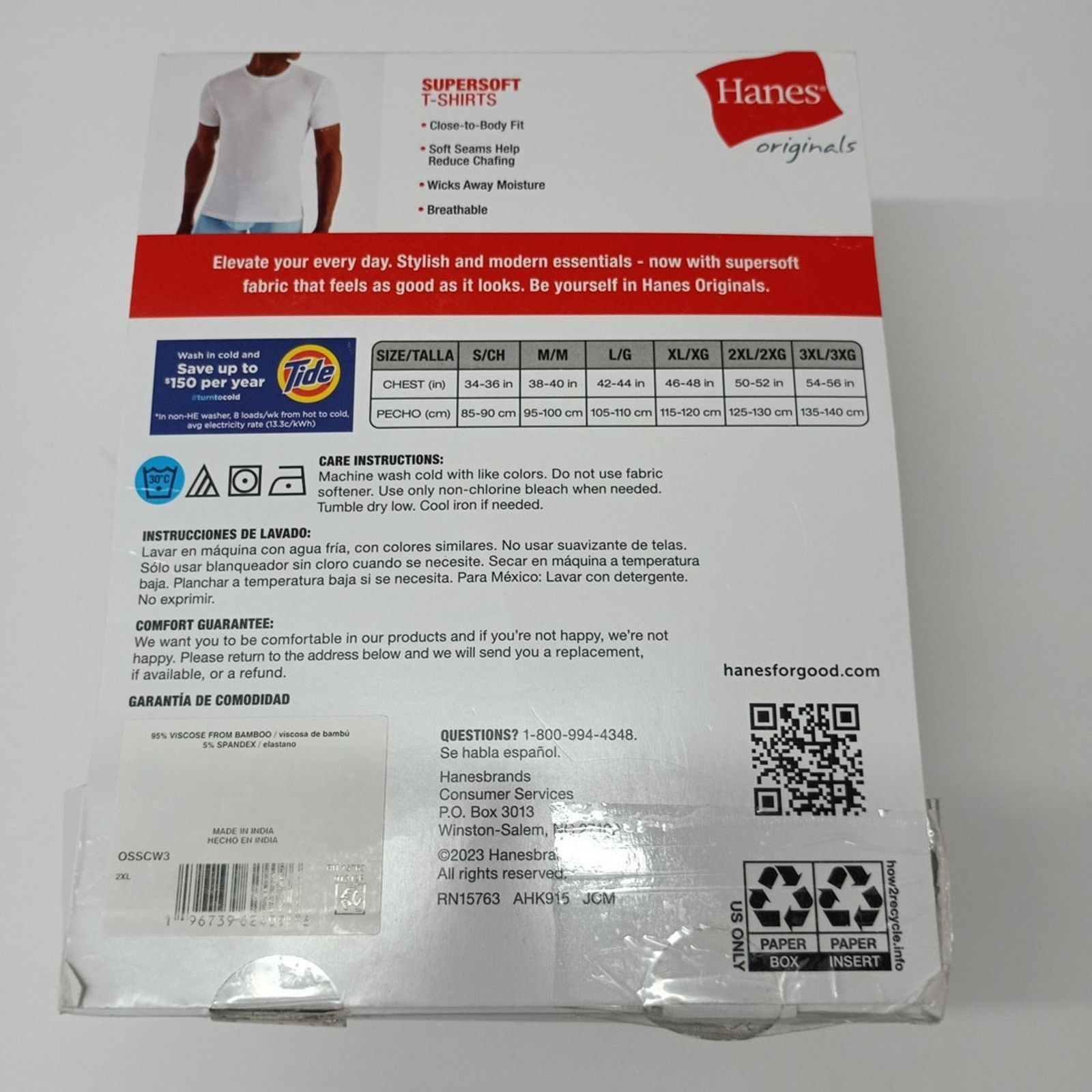 Hanes Hanes 3 Pack Supersoft Tagless T-shirt Mens Size 2XL (50-52) Size US XXL / EU 58 / 5 - 3 Thumbnail