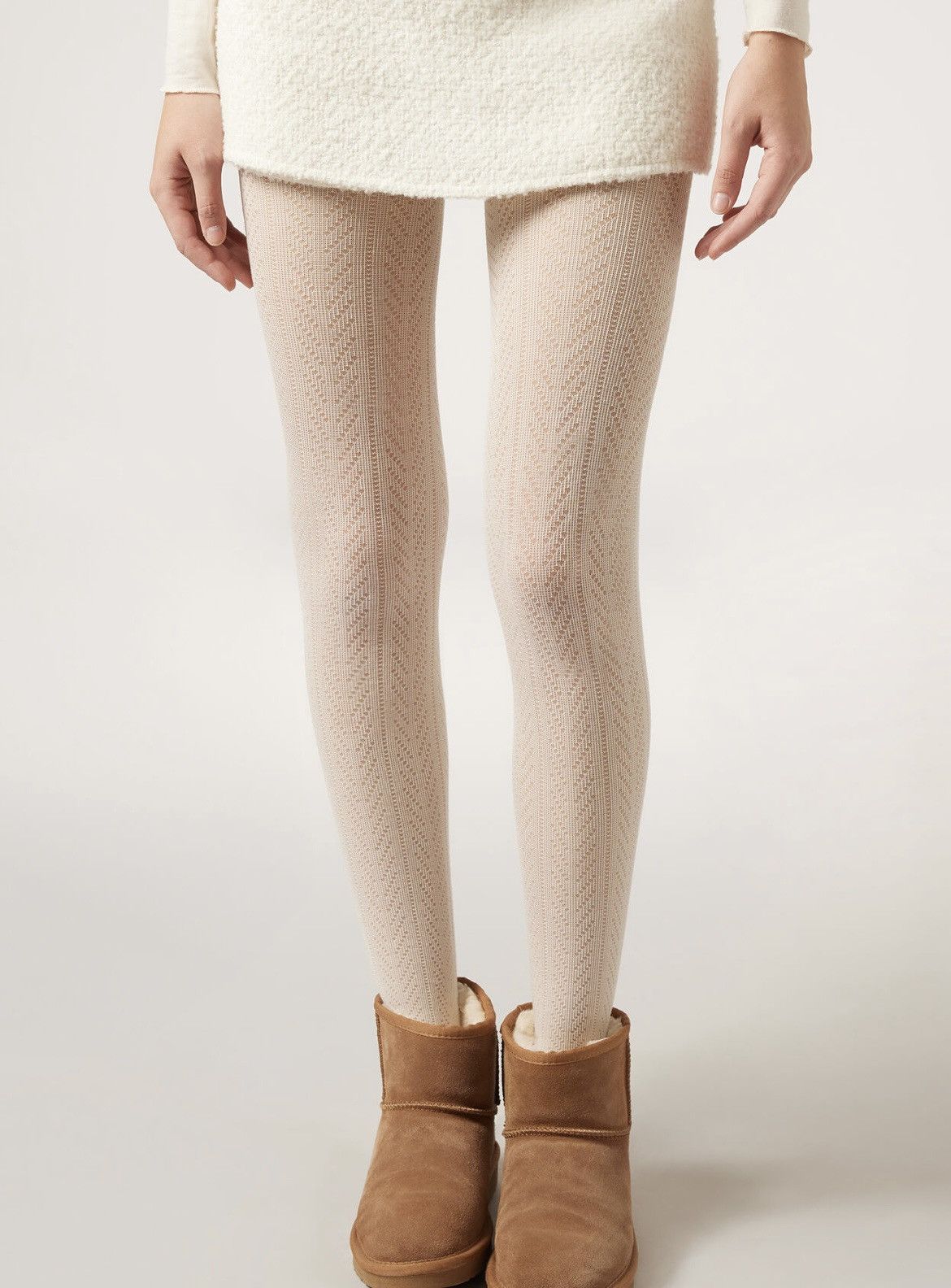 Calzedonia Calzedonia Chevron tights with cashmere size 3/4 M/L White Size ONE SIZE - 3 Thumbnail