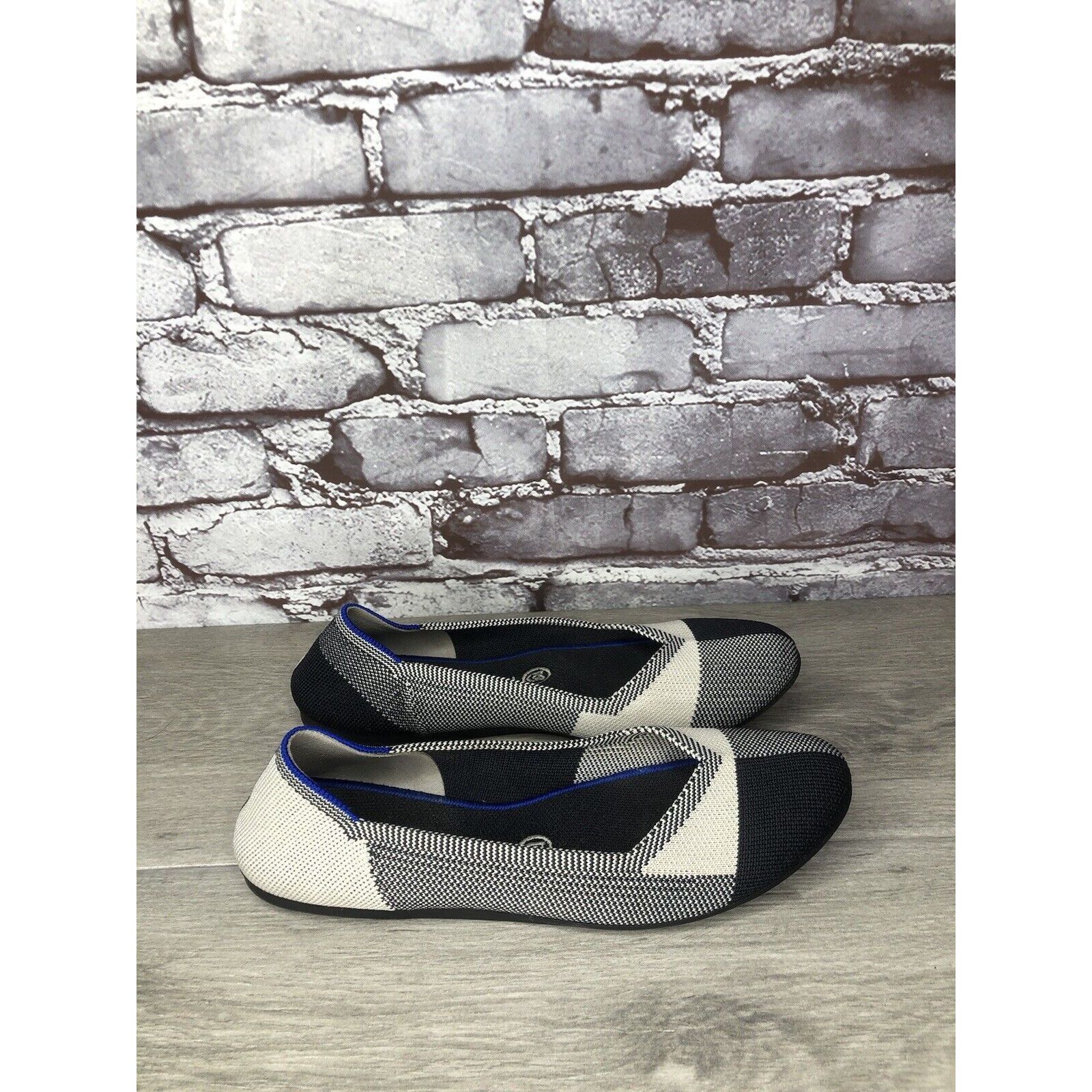 Other Rothy’s The Flat Captoe Dove Grey Black Plaid Knit Round Bal Size US 9 / IT 39 - 19 Thumbnail