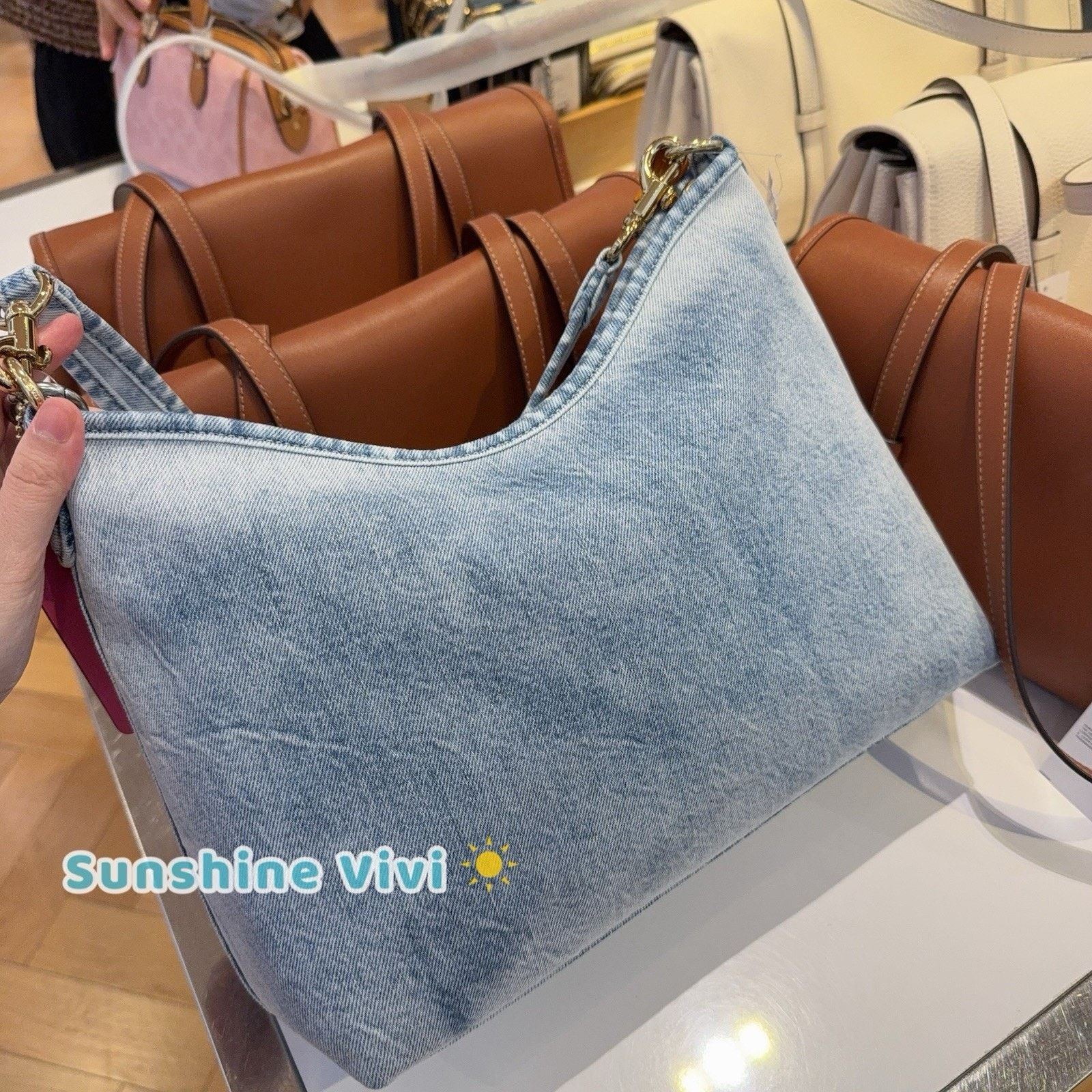 Coach NWT Coach CEF26 Laurel Shoulder Bag Loved Denim Charms Size ONE SIZE - 4 Thumbnail