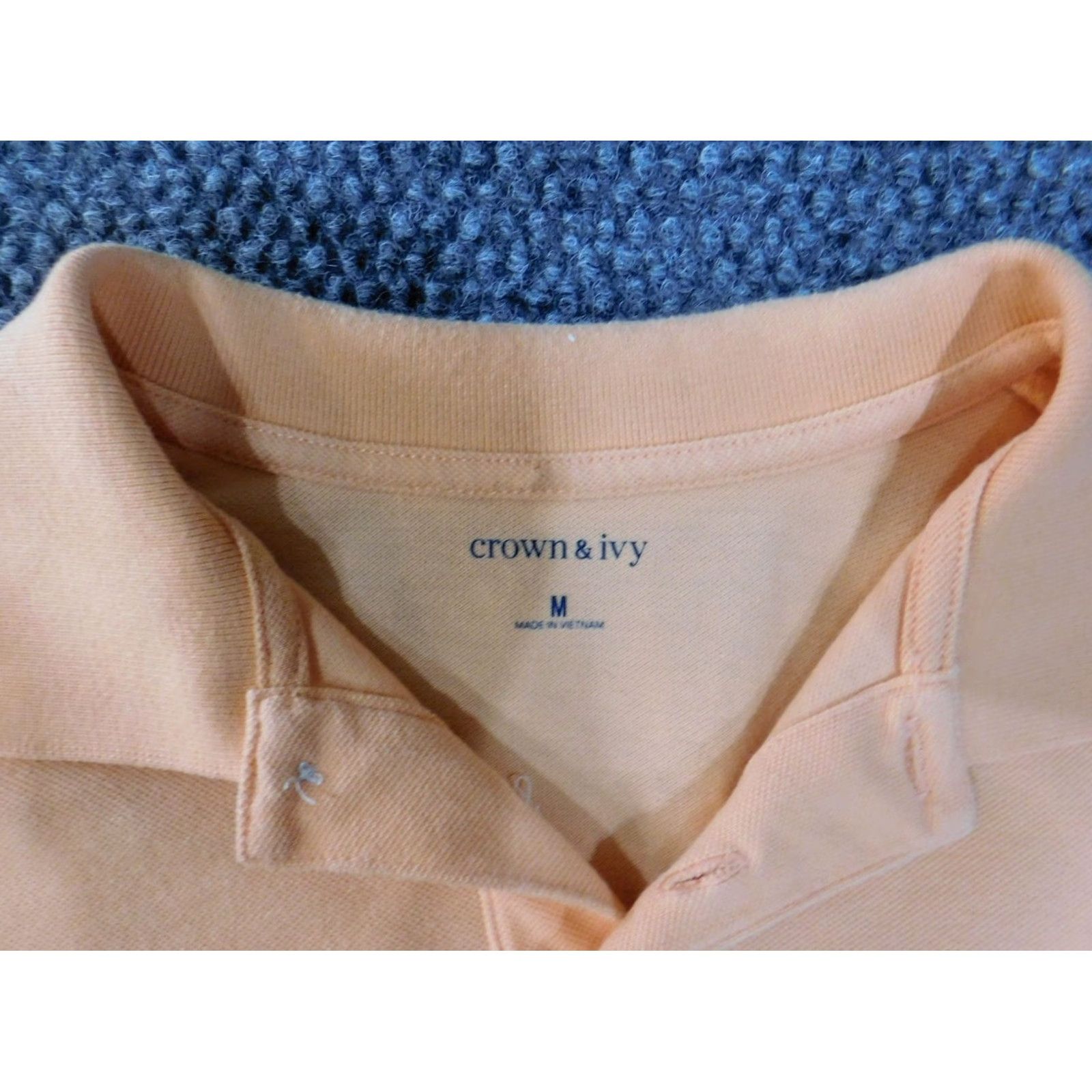 Vintage Crown & Ivy polo Women Medium Orange Classic Stretch Short Sleeve Collared Pullover Cotton Polyester Rayon Casual Shirt Size M / US 6-8 / IT 42-44 - 4 Thumbnail
