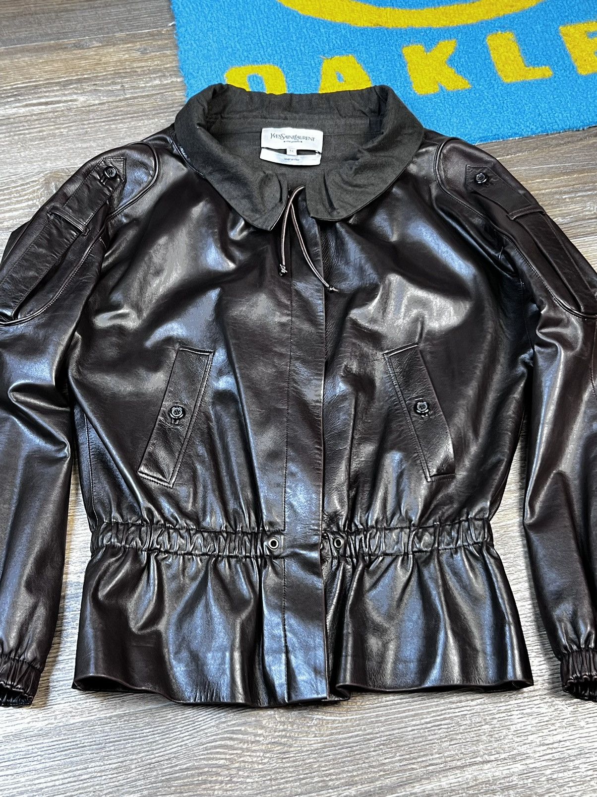 Yves Saint Laurent Yves Saint Laurent Rive Gauche Brown Leather Jacket Size XS / US 0-2 / IT 36-38 - 7 Thumbnail