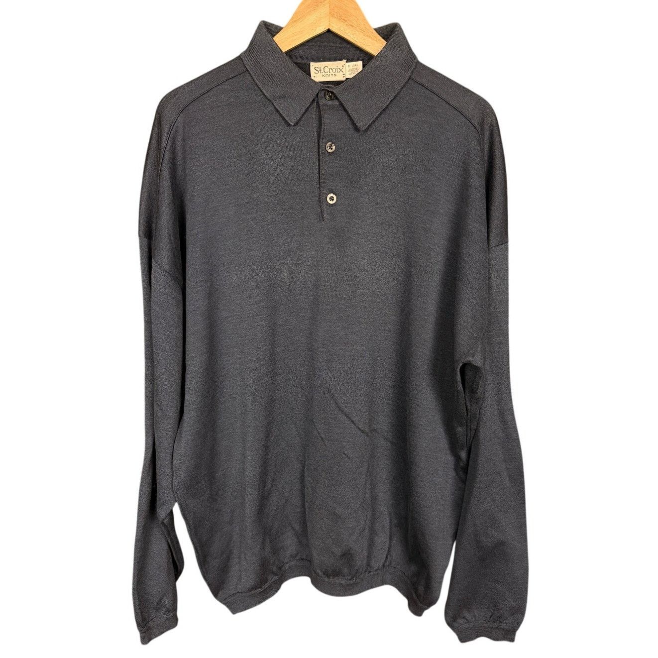 St. Croix Vtg Men's St. Croix Knits Blue Long Sleeve Polo Shirt XL L Size US XL / EU 56 / 4 - 1 Thumbnail