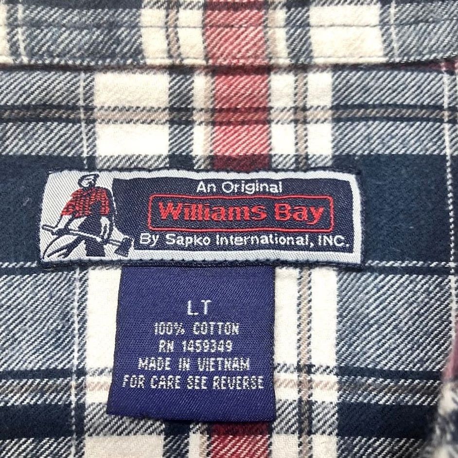 Vintage Williams Bay Flannel Shirt White Red Plaid Long Sleeve Heavyweight Size LT TALL Size US L / EU 52-54 / 3 - 3 Thumbnail
