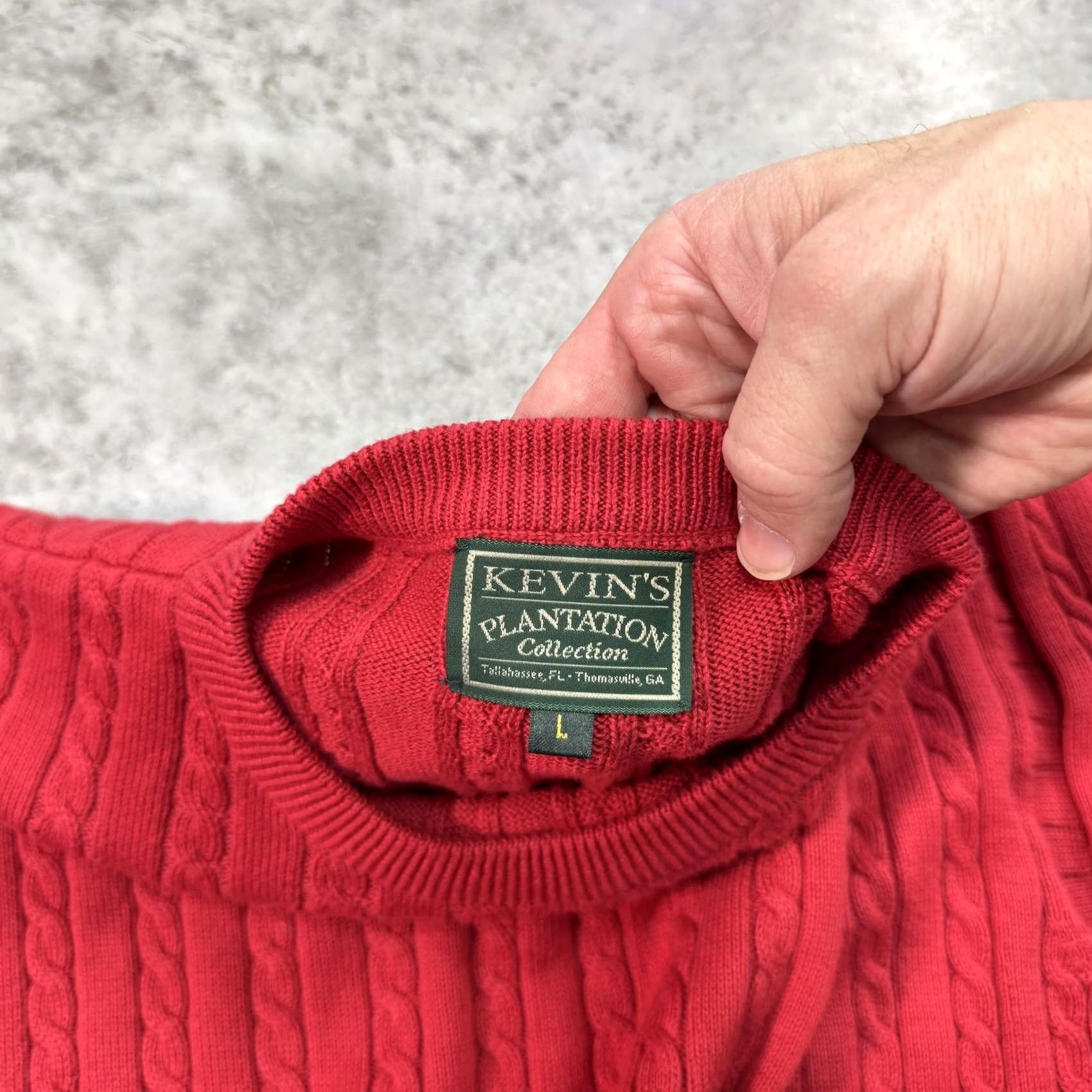 Vintage Kevins Plantation Collection Sweater Mens Large Red Cable-Knit Pullover Crewneck Size US L / EU 52-54 / 3 - 4 Thumbnail