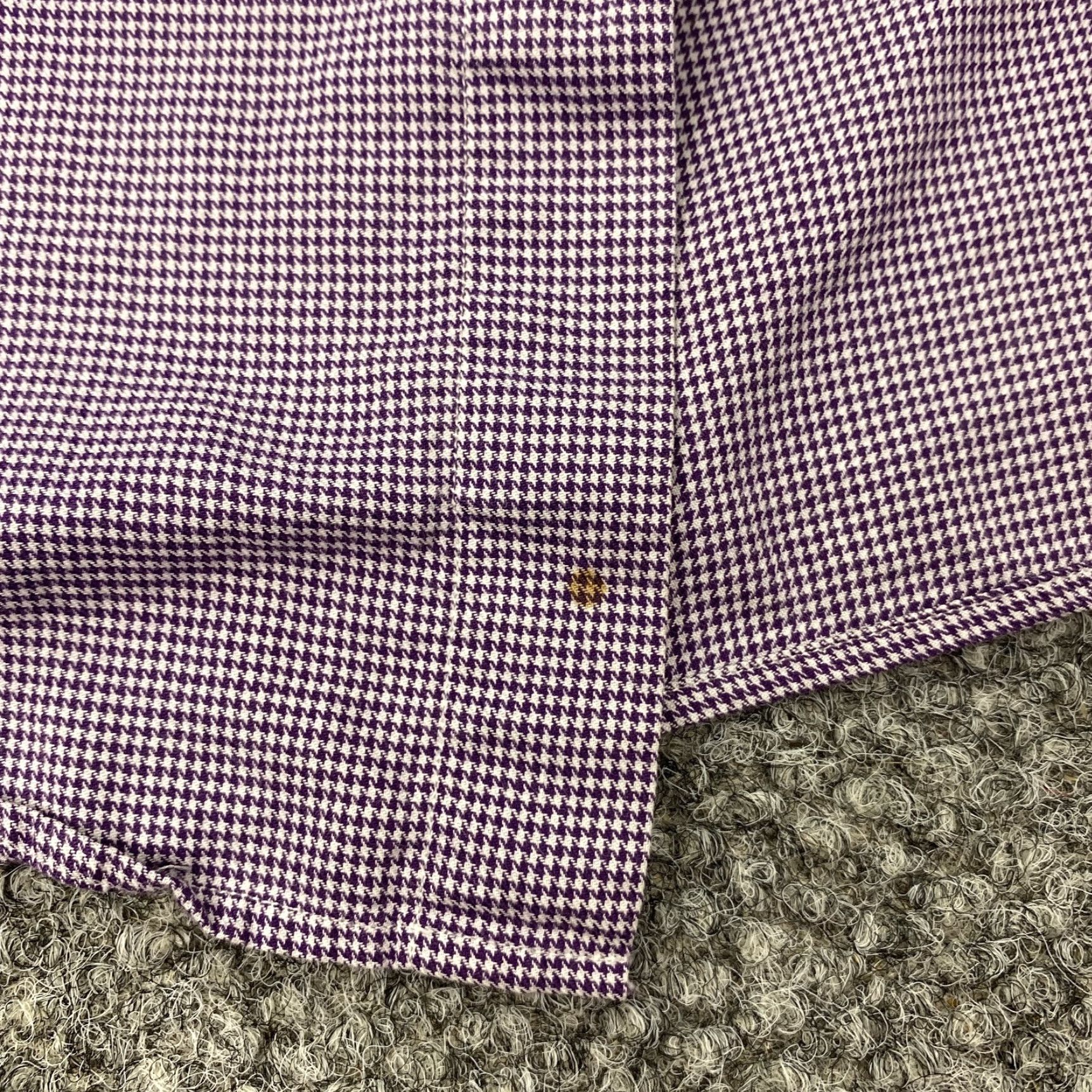 Ralph Lauren VINTAGE Ralph Lauren Yarmouth Shirt Mens L Purple Houndstooth Button-Down Polo Embroidered Check Cotton Classic Fit Size 42R - 6 Thumbnail