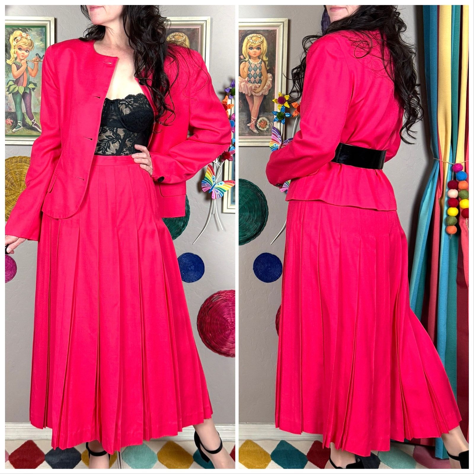 Christian Dior Monsieur × Dior × Vintage Vintage 1980s Hot Pink 2-Piece Jacket and Skirt Set Size 27" / US 4 / IT 40 - 3 Thumbnail