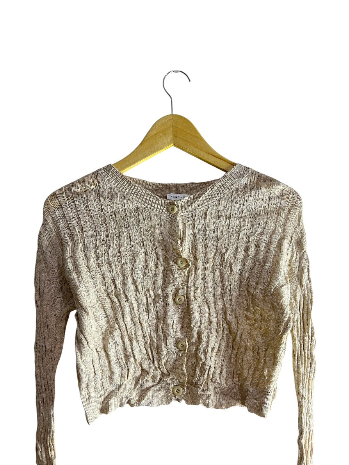 Acne Studios Acne Studios Kiko Rib Linen Blend Cardigan Size S / US 4 / IT 40 - 4 Thumbnail