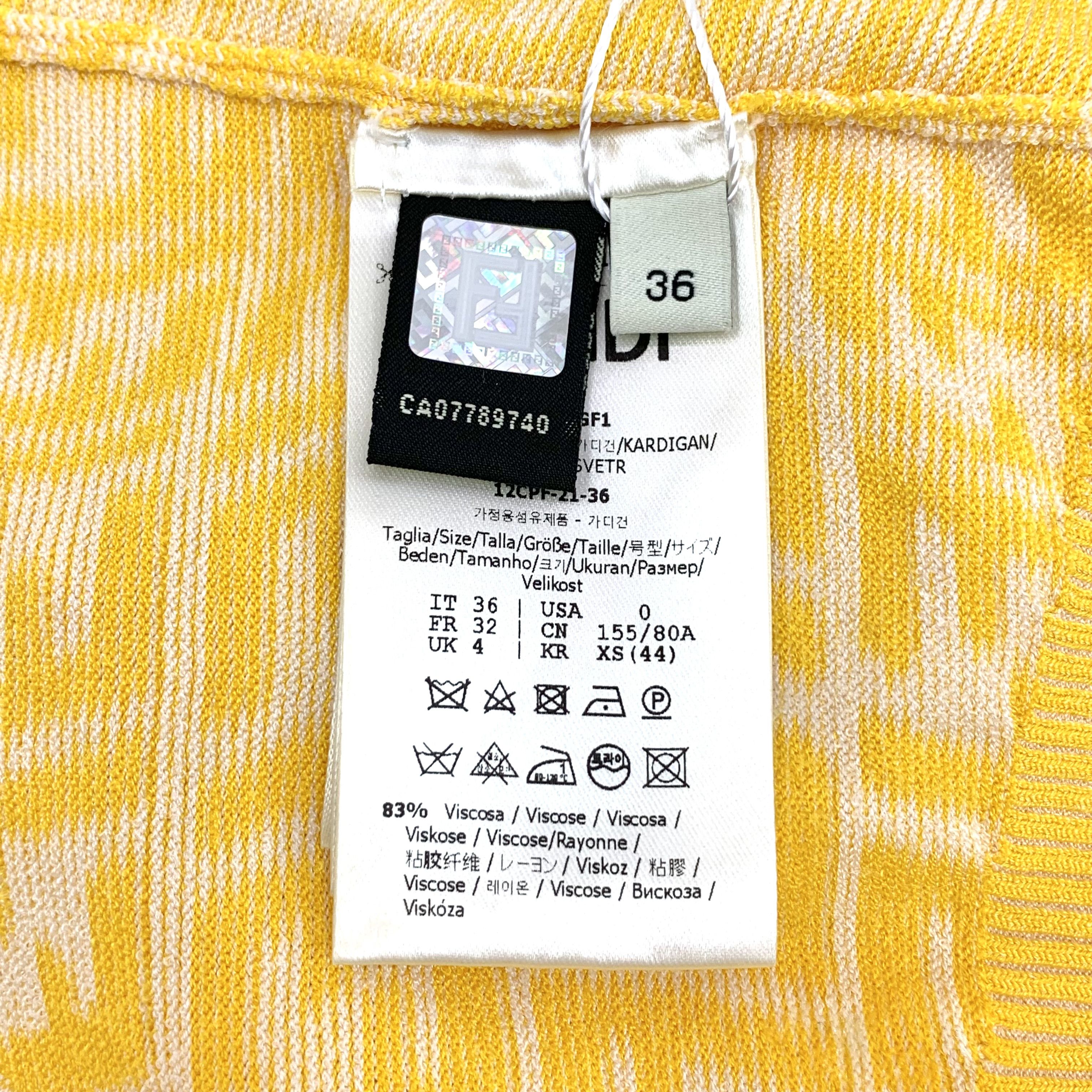 Fendi Fendi Yellow Logo Knit Cardigan (XS / 36) Size XS / US 0-2 / IT 36-38 - 4 Thumbnail