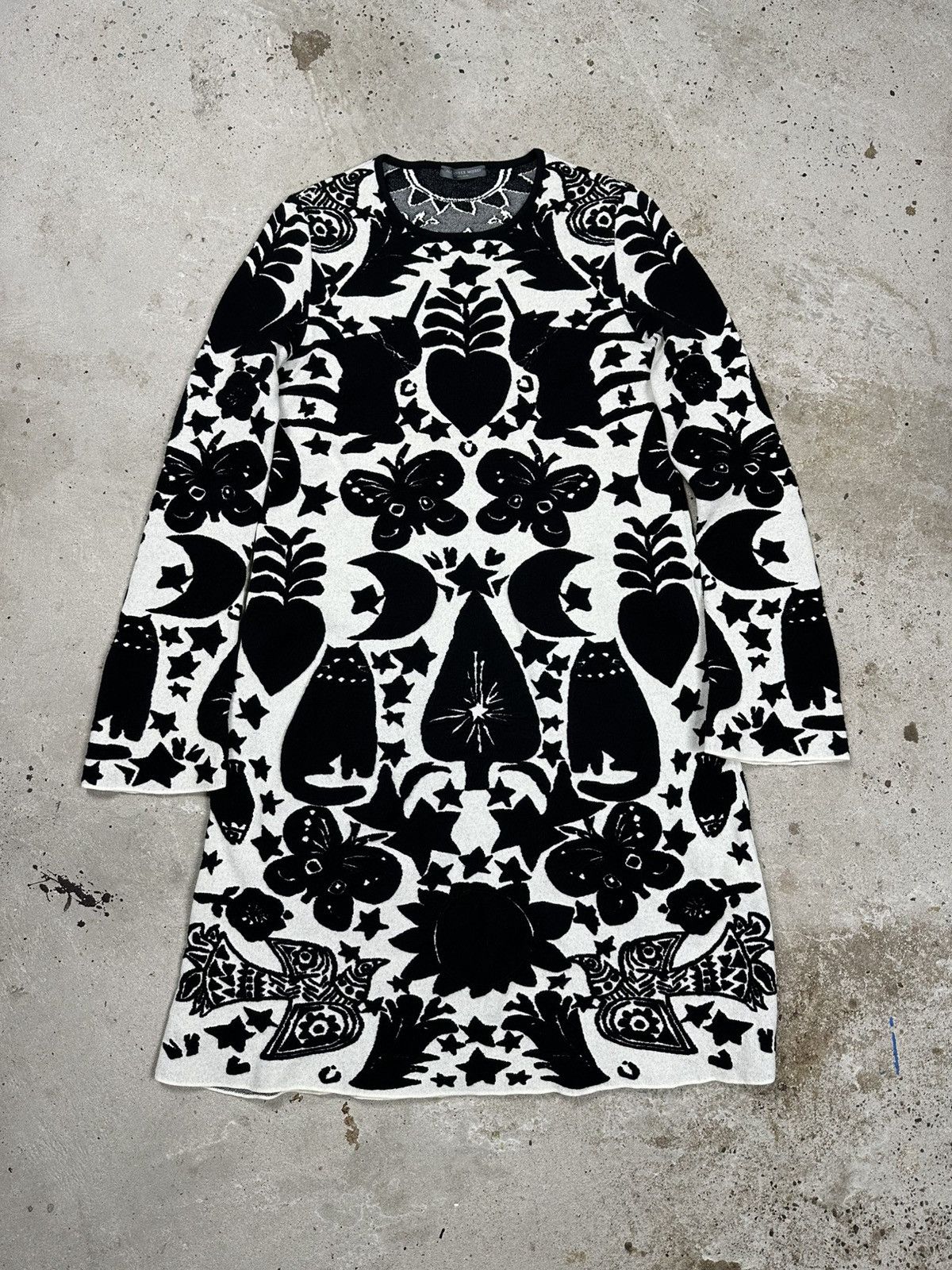 Alexander McQueen Unicorn & Floral Embroidered Wool Dress