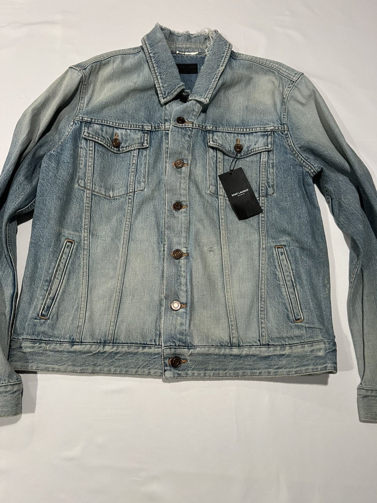 Saint Laurent Paris Saint Laurent men’s blue ripped denim jacket. 52/L Size US L / EU 52-54 / 3 - 2 Thumbnail