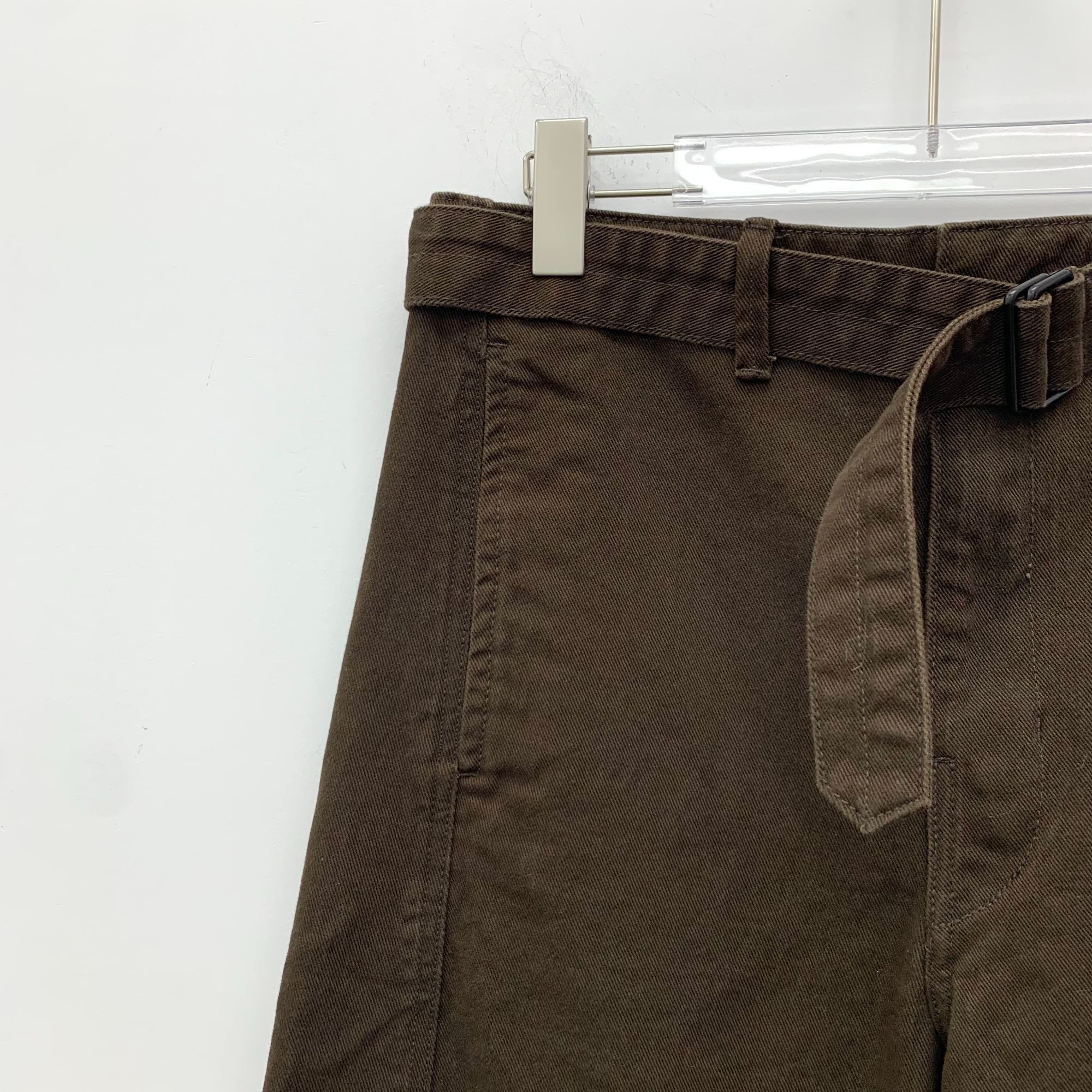 Lemaire Lemaire Mens Dark Brown Cotton Straight-Leg Trousers W/Belt Size US 32 / EU 48 - 6 Thumbnail