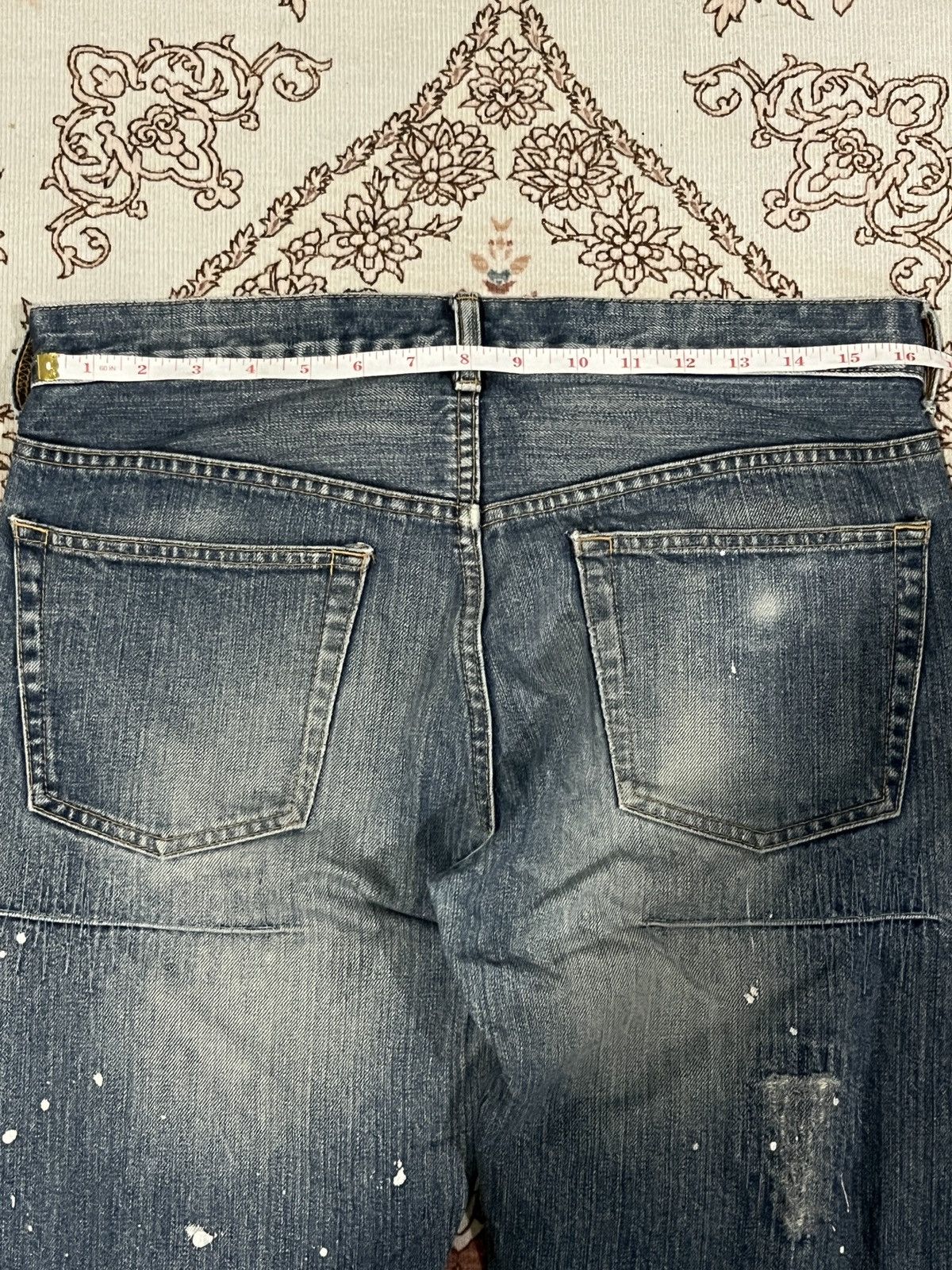 Japanese Brand WASHED DENIM PAINT SPLATTER DISTRESSED JEANS NOT HELMUT LANG Size US 31 - 12 Thumbnail