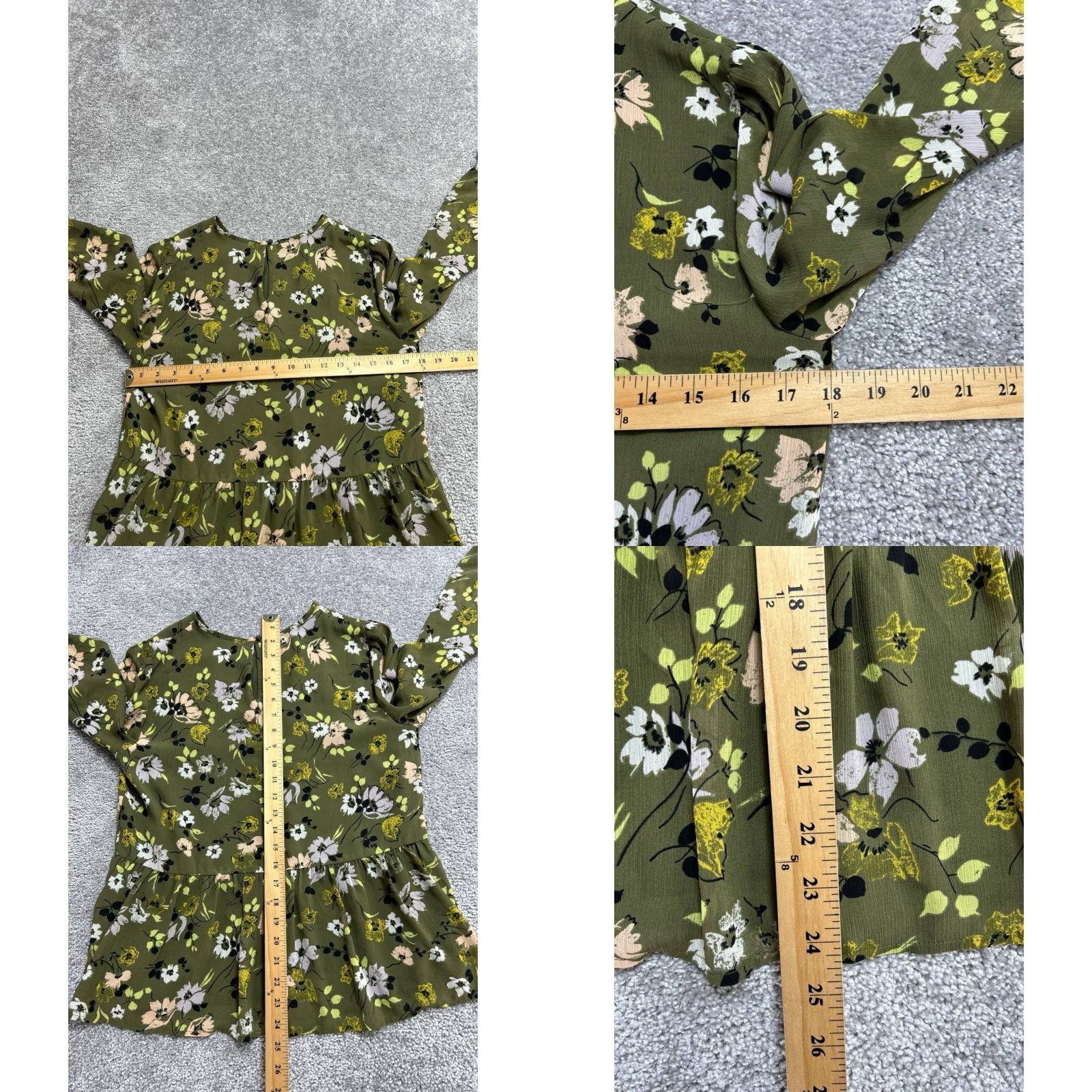 Madewell Madewell Georgette Peplum Top Women Small Green Floral Regular Fit Keyhole Back Size S / US 4 / IT 40 - 8 Thumbnail