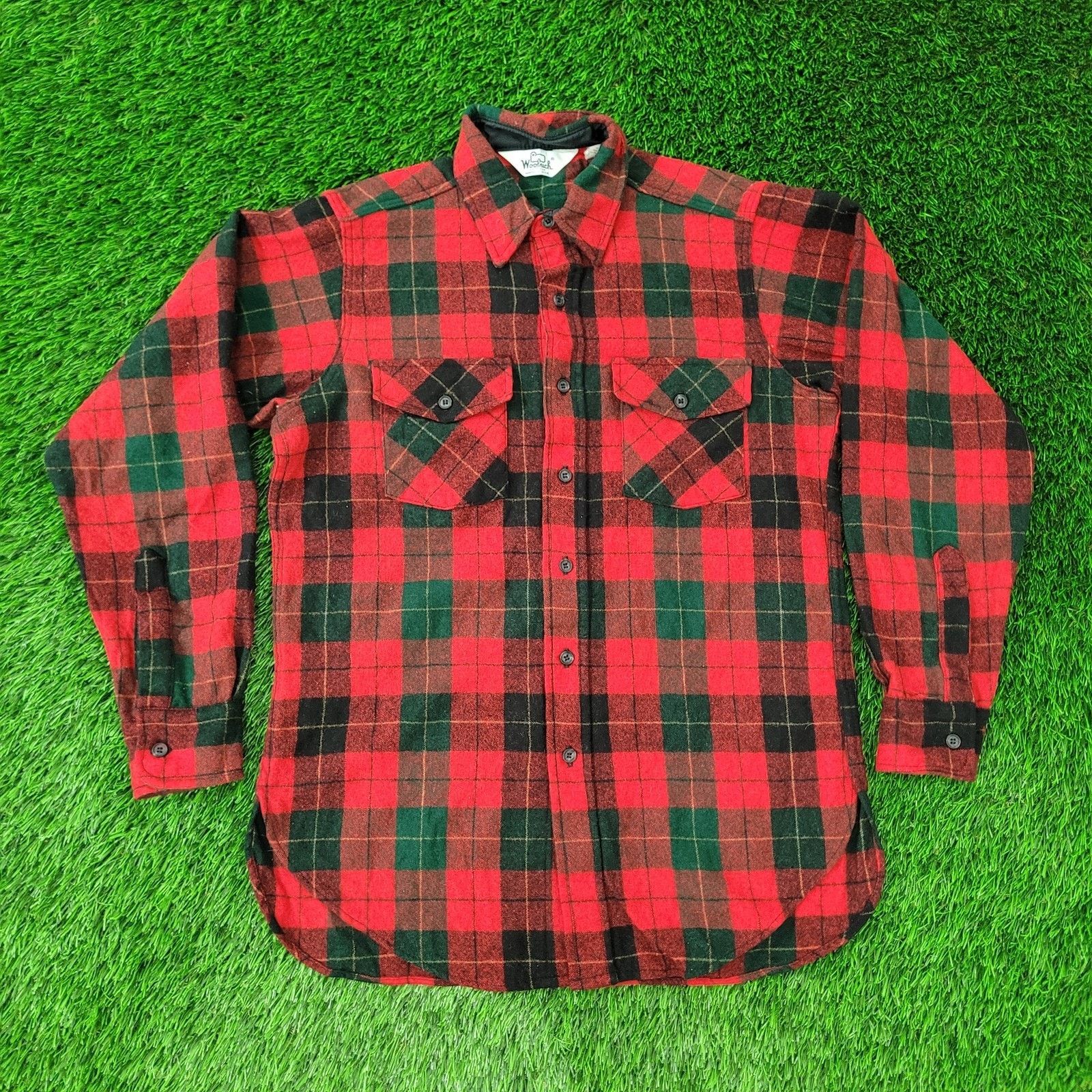 VTG 80s Woolrich Wool Plaid Shirt M 21x30 USA Buffalo Check