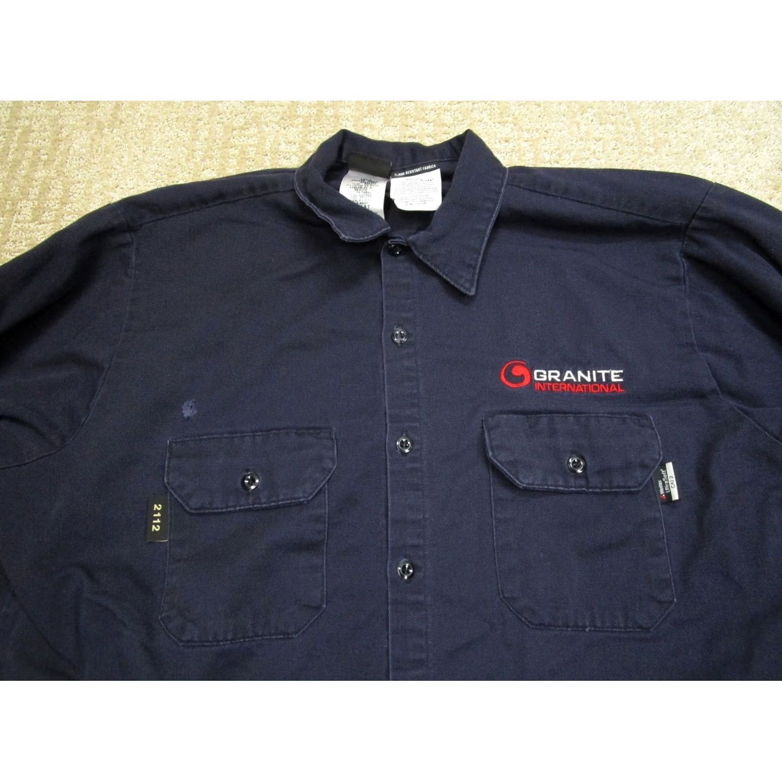 Vintage Aramark FR Shirt Men XLT Blue Fire Resistant Long Sleeve Workwear Button-Up Net? Size US XL / EU 56 / 4 - 2 Thumbnail