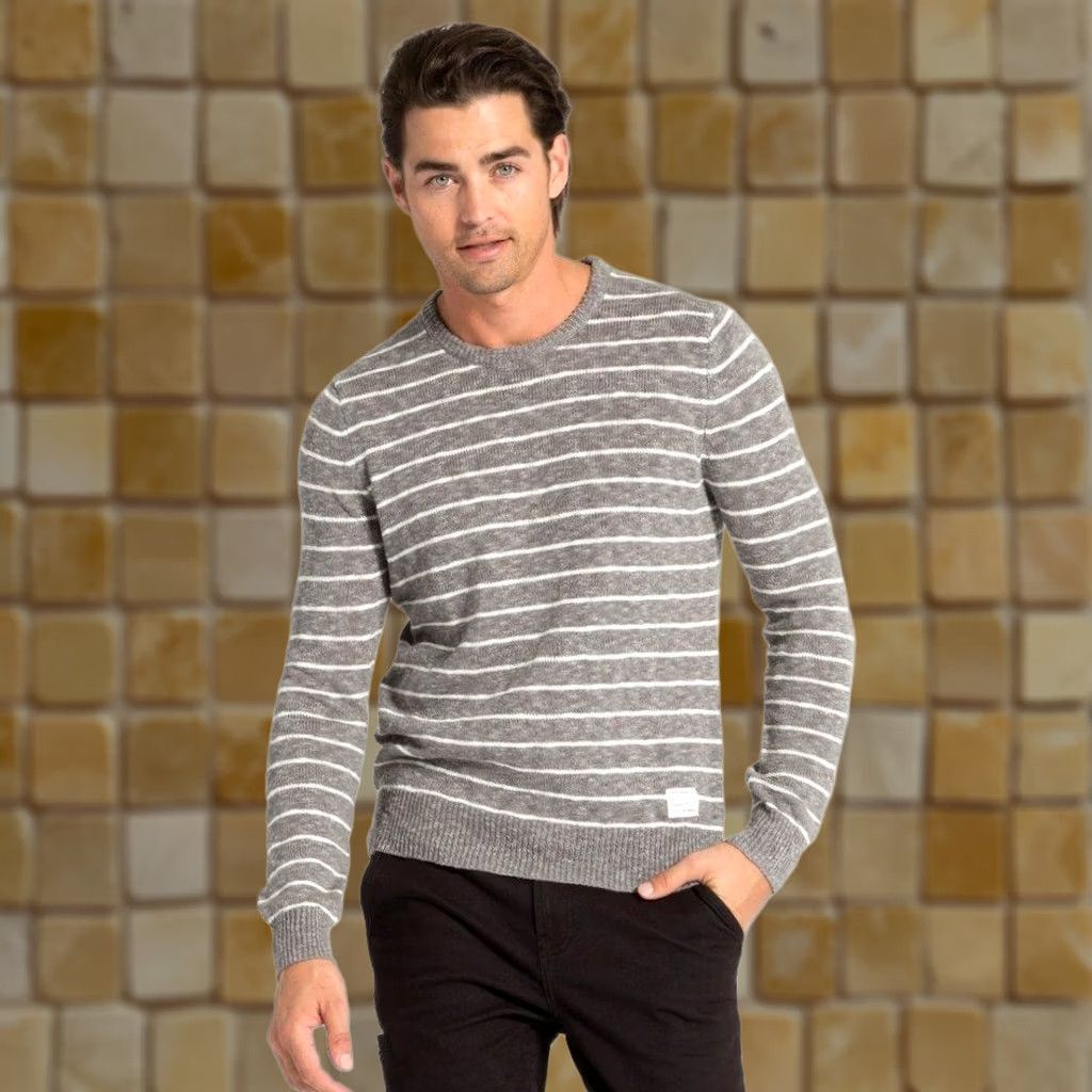 Vintage NEW MENS adam levine STRIPE CREW NECK GRAY SWEATER L SLIM FIT LONG SLEEVE Size US L / EU 52-54 / 3 - 1 Preview
