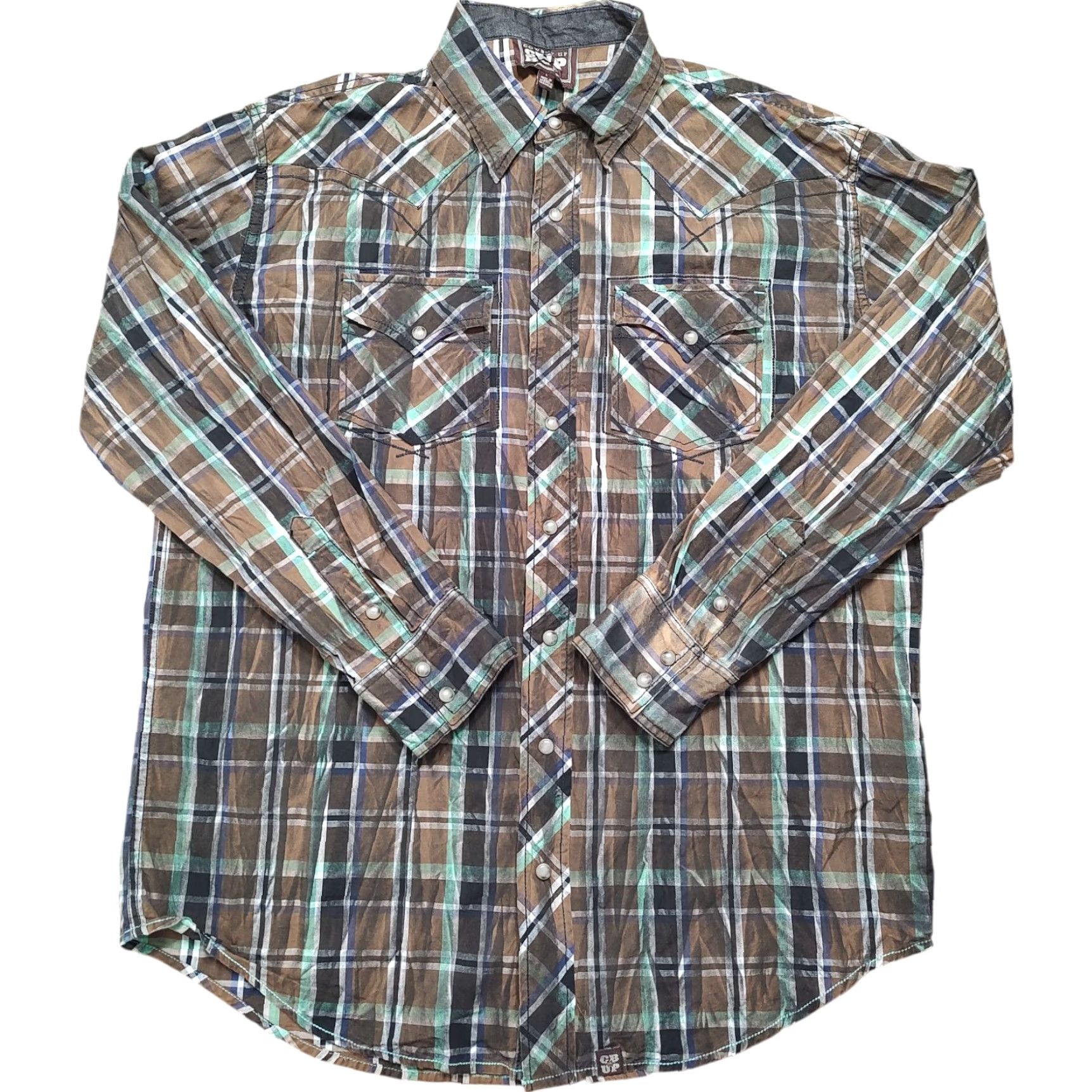 Vintage VINTAGE Cowboy Up Western Brown Plaid Pearl Snap Shirt Mens Large Casual Western Size US L / EU 52-54 / 3 - 2 Thumbnail