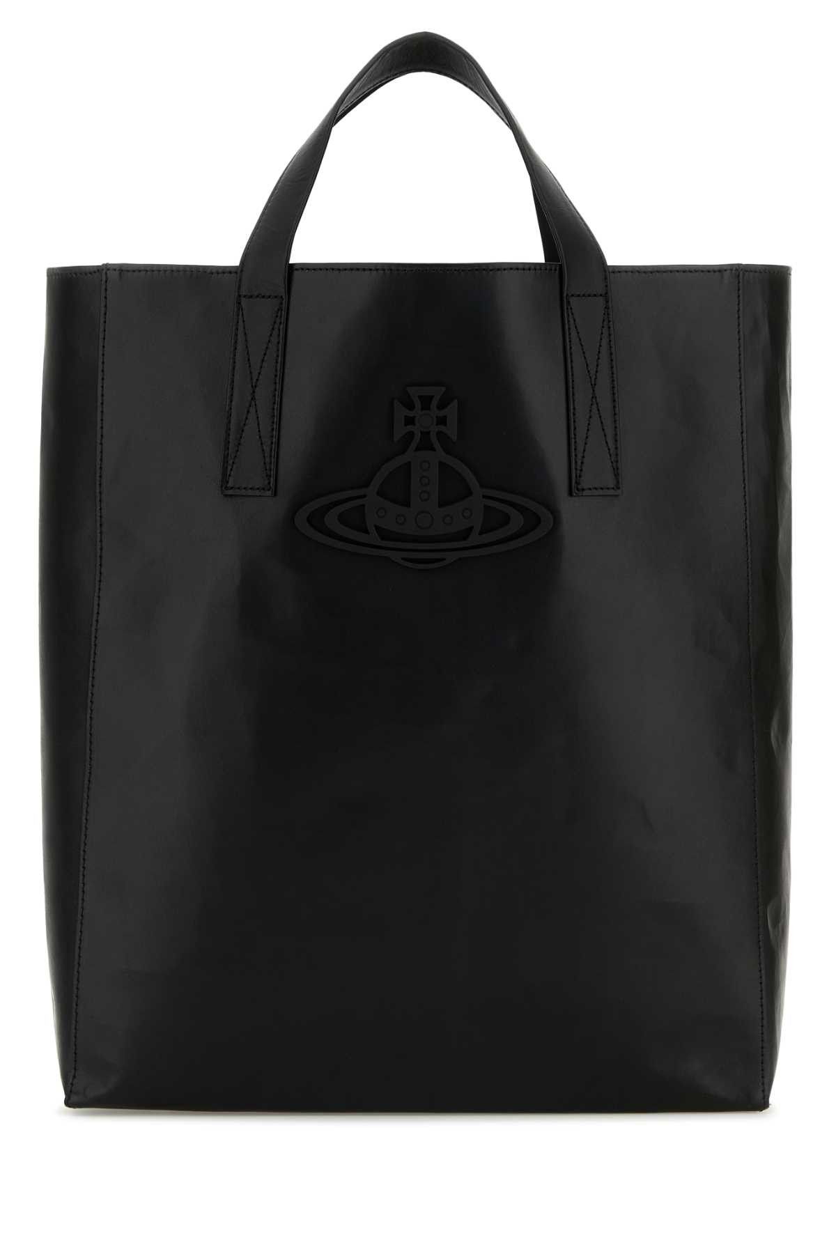 Vivienne Westwood Black Leather Medium Sarah Shopping Bag Size ONE SIZE - 1 Thumbnail
