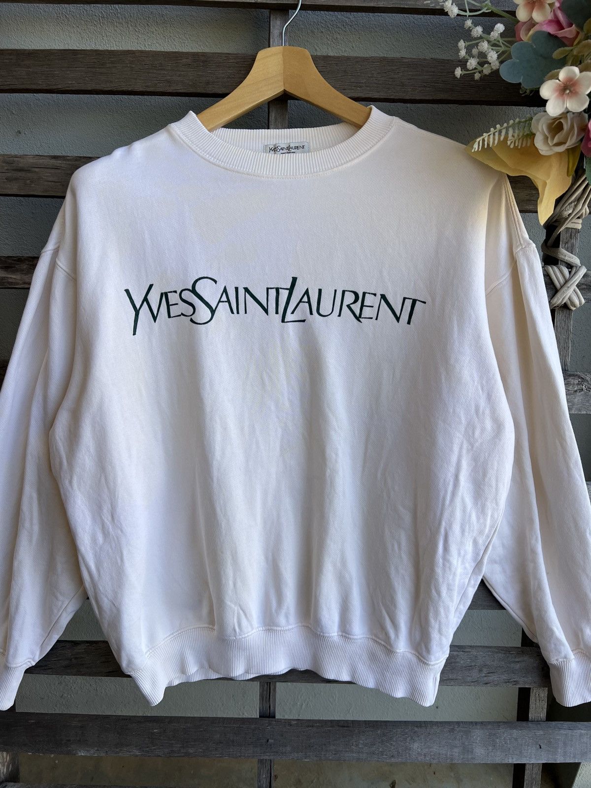 Yves Saint Laurent Vintage Yves Saint Lauren Spell Out Sweatshirt Size US L / EU 52-54 / 3 - 2 Thumbnail