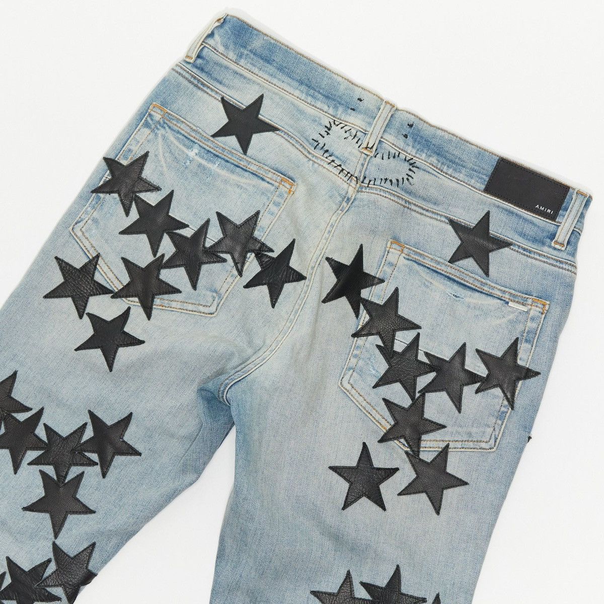 Alchemist × Amiri AMIRI ALCHEMIST LEATHER STAR JEANS - CLAY INDIGO Size US 34 / EU 50 - 5 Thumbnail