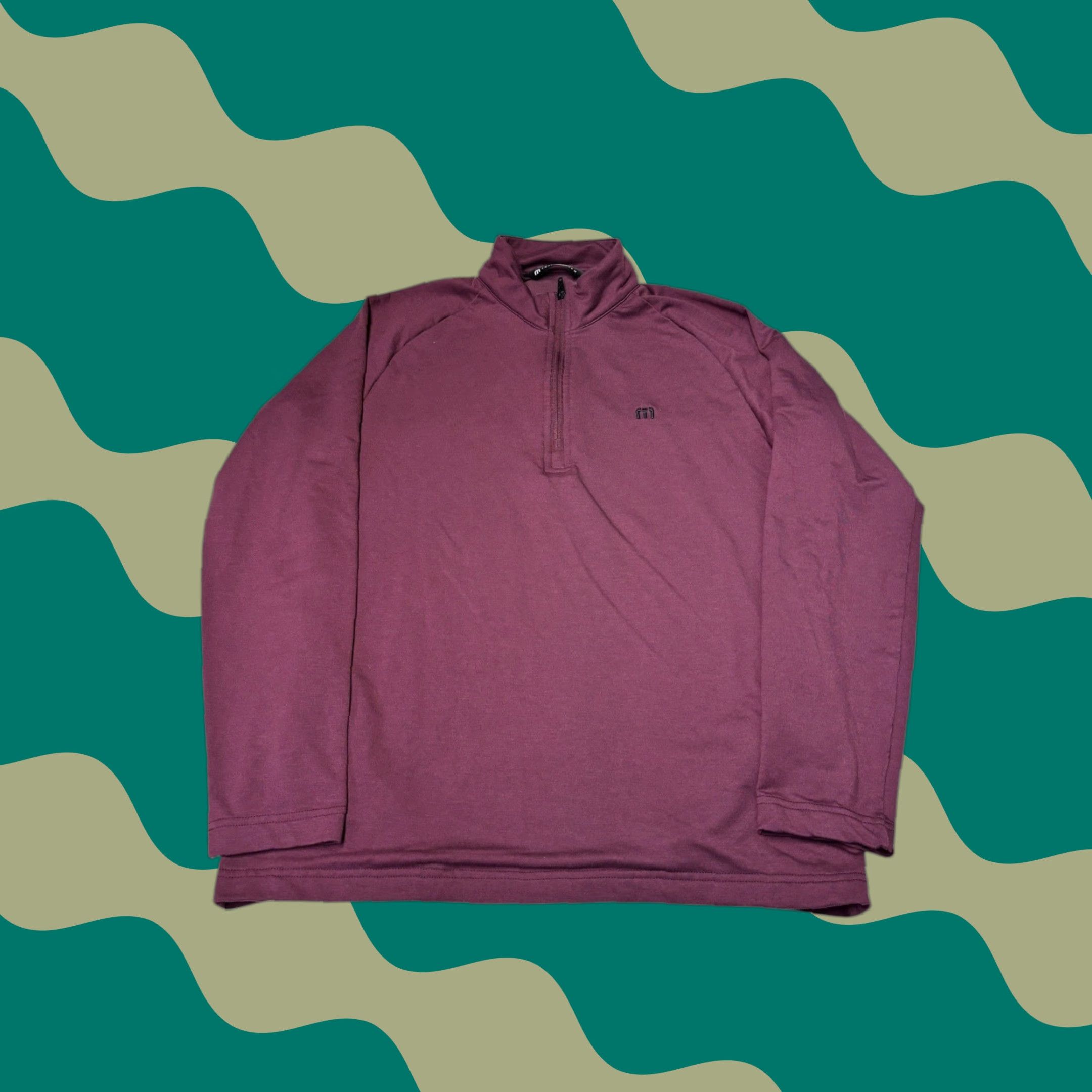 TravisMathew Travis Mathew Mens Pullover Shirt Long Sleeve Burgundy 1/4 Zip Mock Neck Logo Zipper Golf Sweatshirt Knit Size US S / EU 44-46 / 1 - 1 Thumbnail