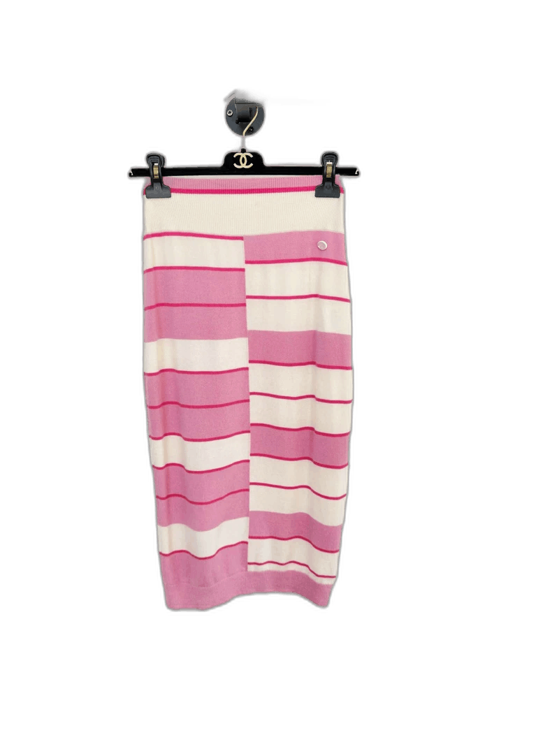 Chanel Chanel Knitted Skirt in Pink Stripes Size 36" / US 14 / IT 50 - 1 Thumbnail