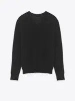 Saint Laurent Paris oc11z0126 779762 V Neck Sweater in Cashmere and Silk Black Size US XXL / EU 58 / 5 - 2 Thumbnail
