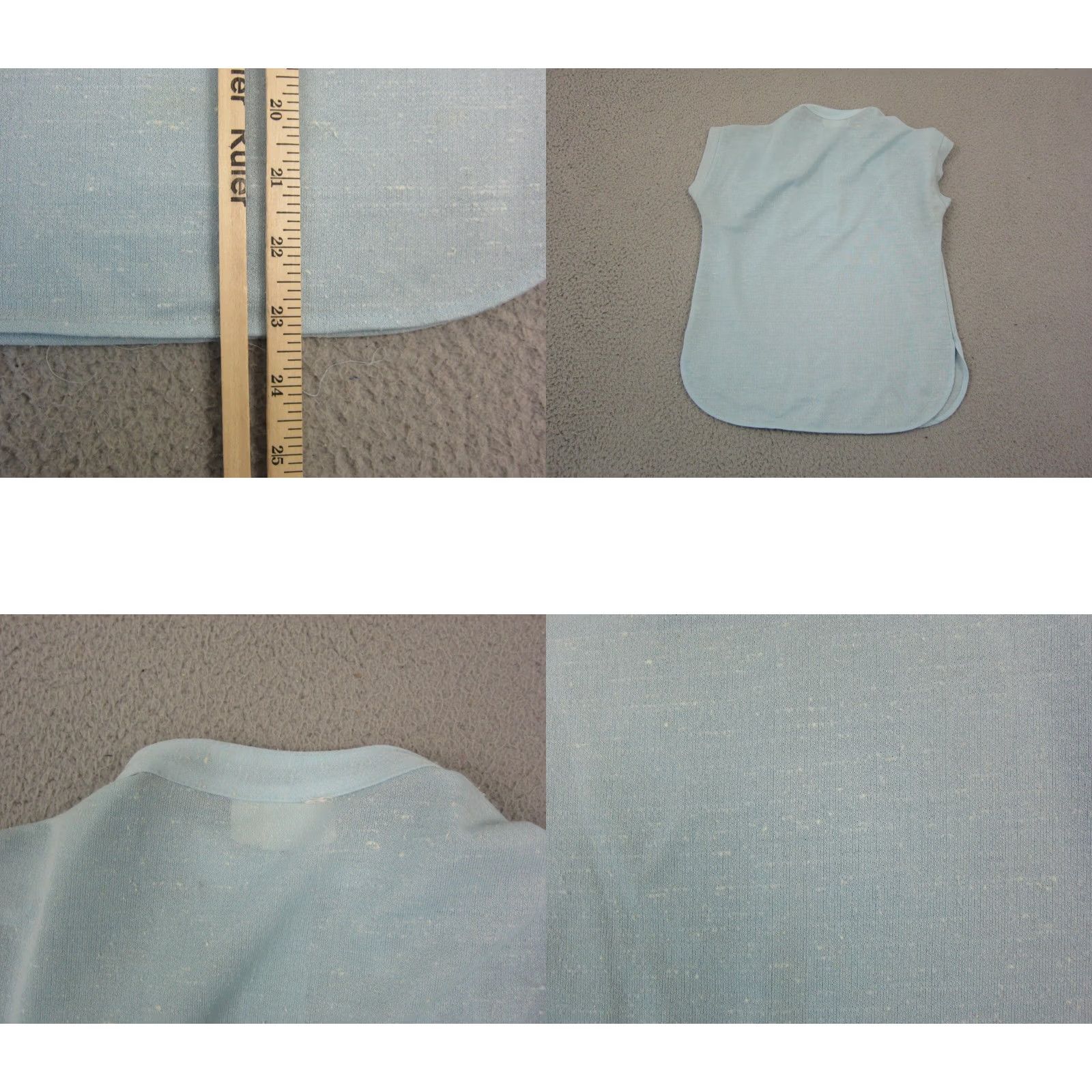 Vintage True Vintage Knitmakers Shirt Womens Petite 10P Blue Cap Sleeve Mandarin Collar Size L / US 10 / IT 46 - 8 Thumbnail