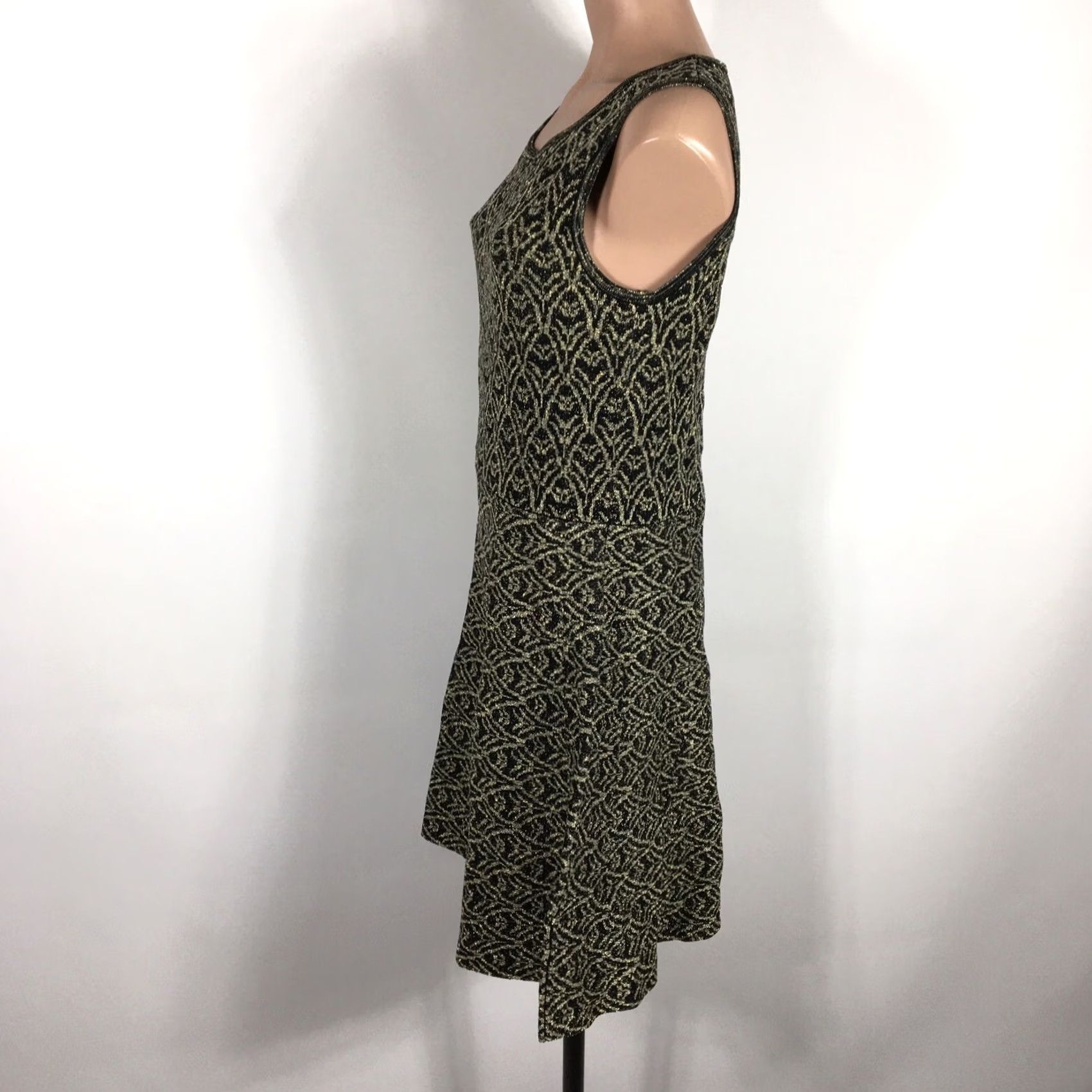 Vintage VINTAGE Ali Ro Damask Print Sleeveless A-Line Mini Dress L Gold Damask Print Size L / US 10 / IT 46 - 6 Thumbnail