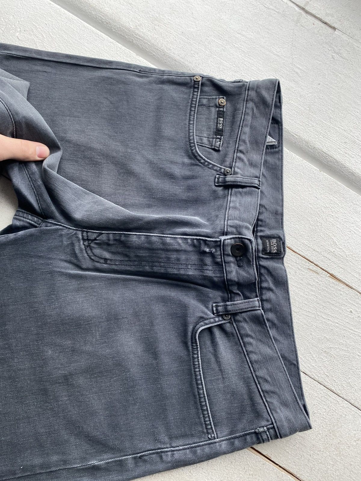 Hugo Boss 00s Luxury Hugo Boss Grey Stretch Denim Jeans Straight Fit Size US 38 / EU 54 - 4 Thumbnail