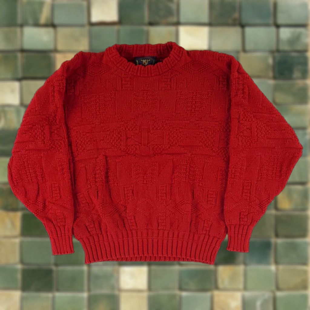 Harmony VINTAGE? Lake Harmony Sweater Cotton Chunky Knit Red Made USA Mens M Size US M / EU 48-50 / 2 - 1 Thumbnail