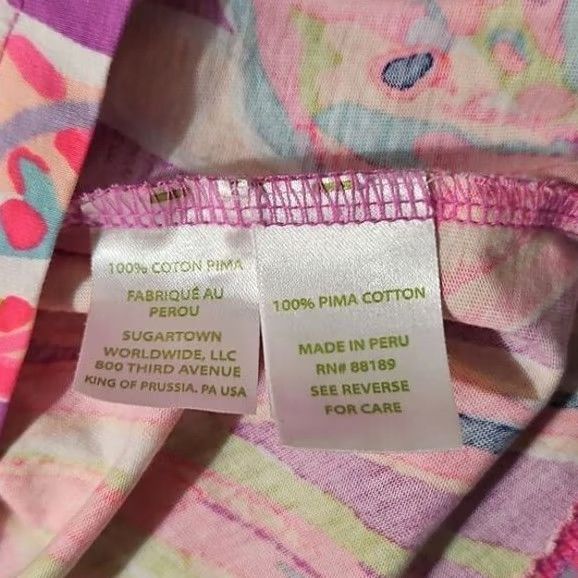Lilly Pulitzer Lilly Pulitzer Dress Womens Small V Neck Sleeve-less Amina Sunseekers Pink Swing Knee Length Size S / US 4 / IT 40 - 6 Thumbnail