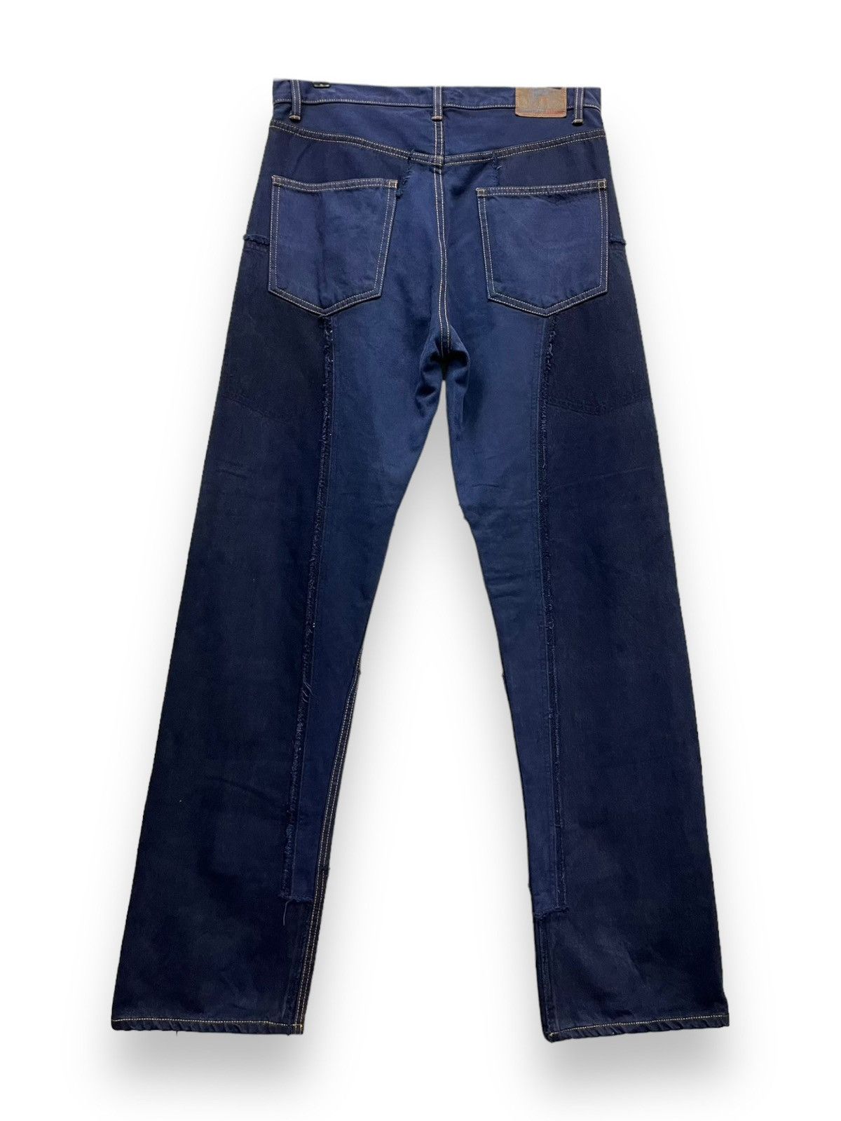 Japanese Brand 🔥FYE🔥PUNAH Frayed Patcwork Dark Blue Denim Made In Japan Size US 32 / EU 48 - 3 Thumbnail
