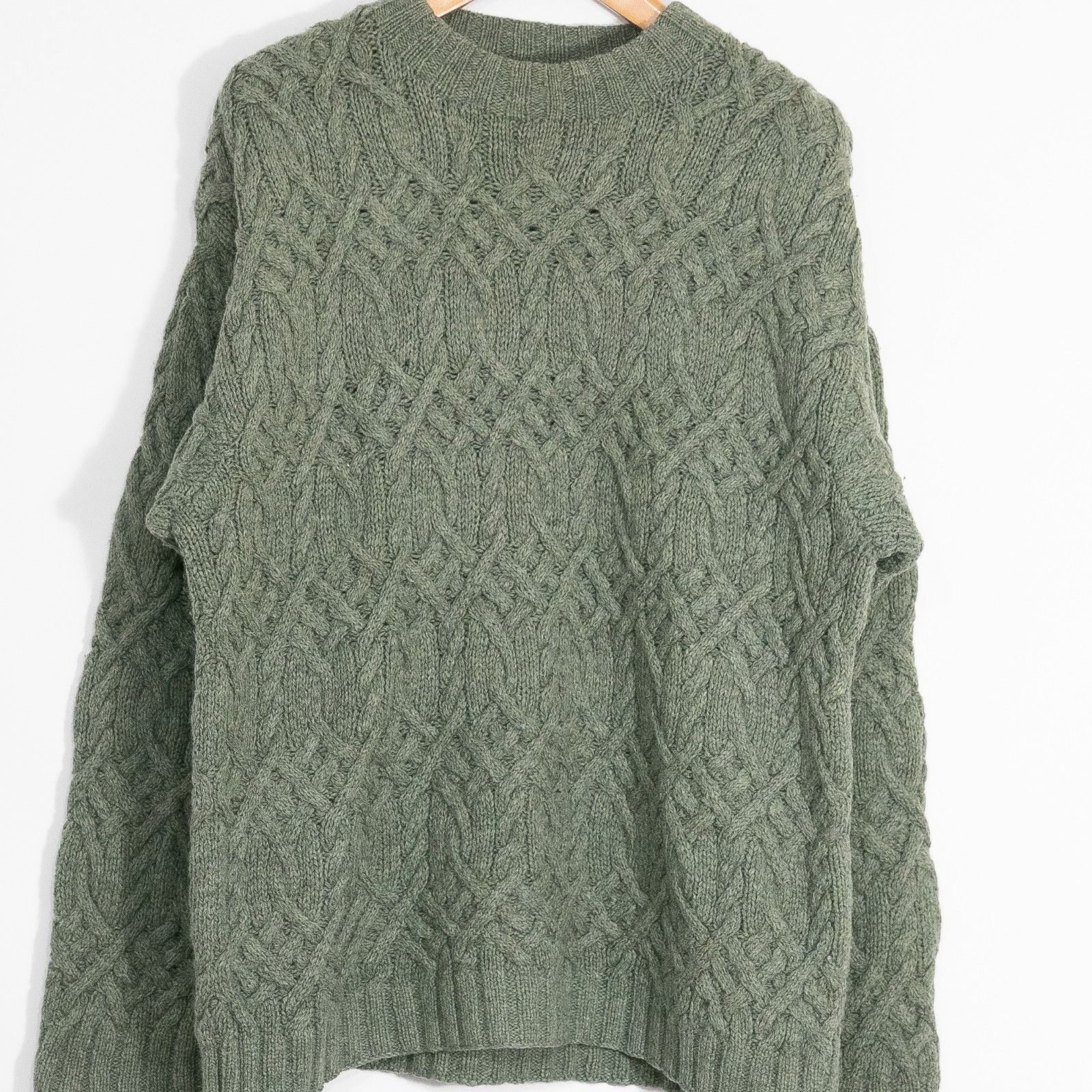 Vintage Vinatge Cable Knit Wool Sweater Mens XL - Crewneck Fisherman Size US XL / EU 56 / 4 - 2 Thumbnail