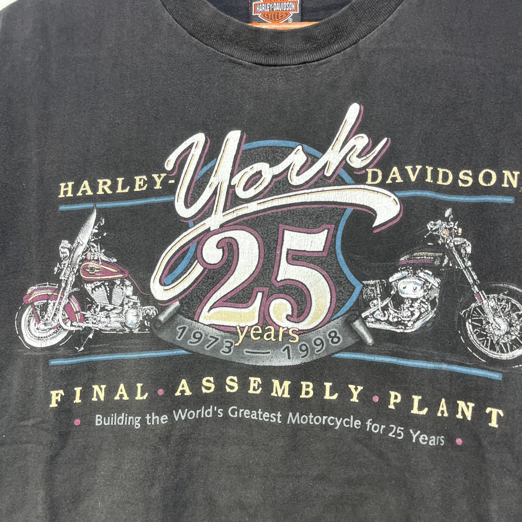 Harley Davidson VINTAGE Harley-Davidson T-Shirt XL Men Black 90s Crew Neck Short Sleeve Pockets Movie Band Nature Rock Grey Wolf Mickey Mouse Hanes Beefy-T Size US XL / EU 56 / 4 - 3 Thumbnail