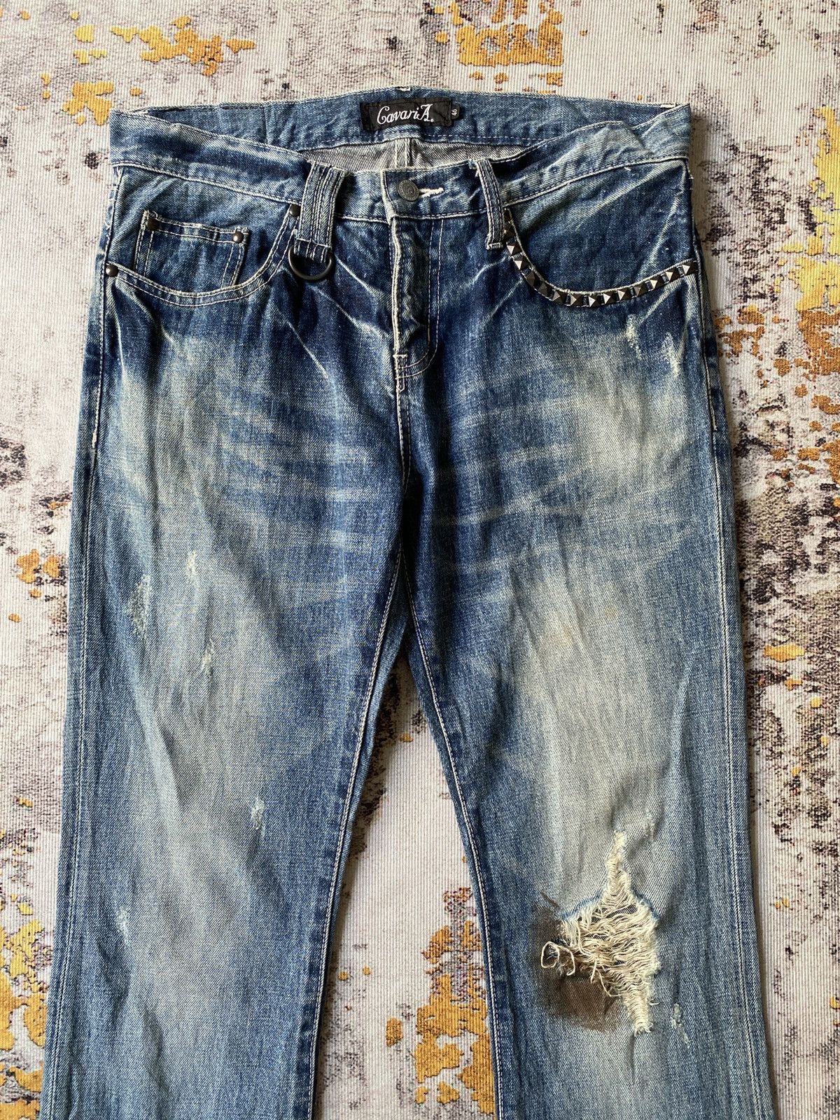 Japanese Brand Cavari A Claw Mark Studded Distressed Flare Denim Size US 32 / EU 48 - 3 Thumbnail