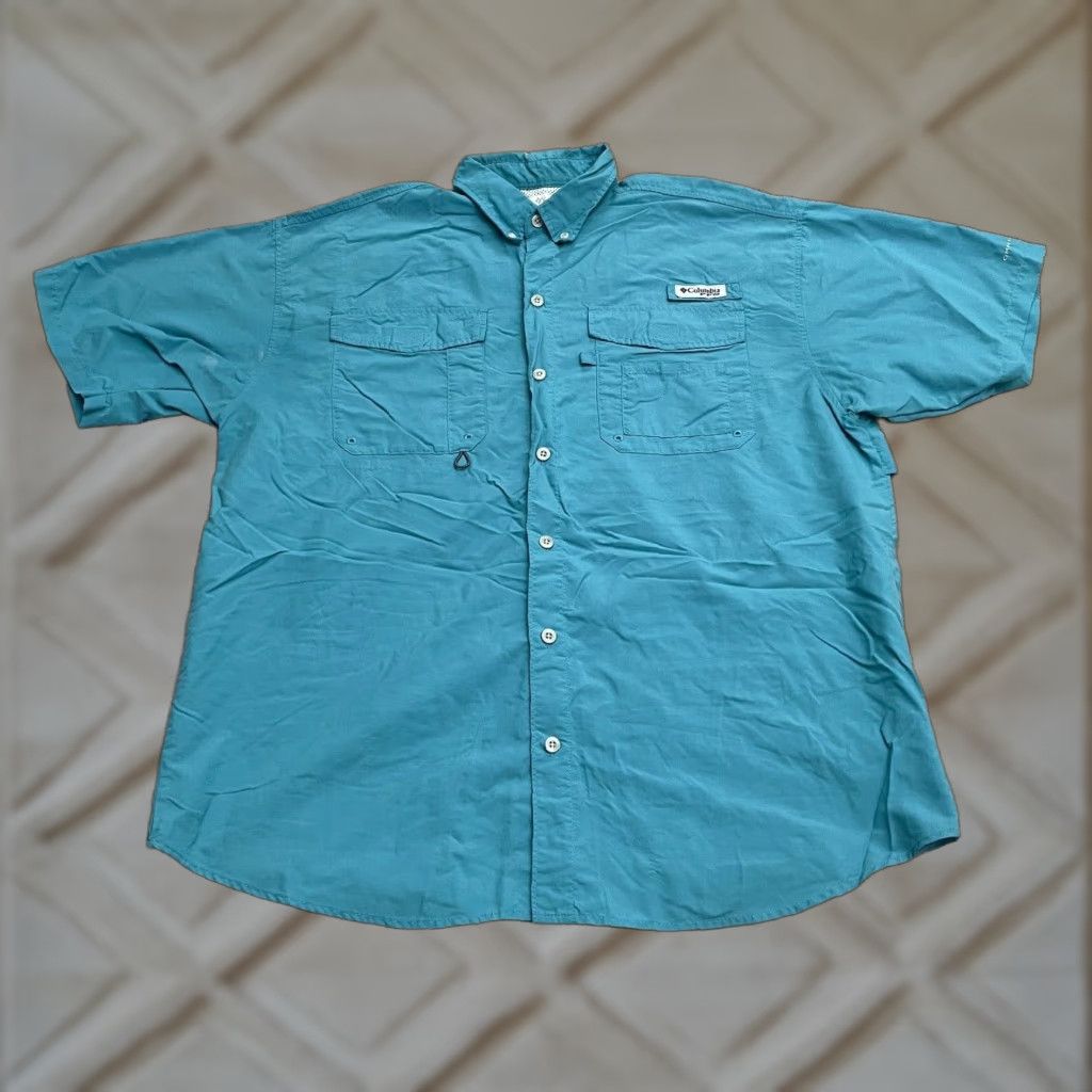 Vintage Columbia Shirt Mens Large Blue Short Sleeve PFG Omni Shade Bahama Casual Size US L / EU 52-54 / 3 - 1 Thumbnail