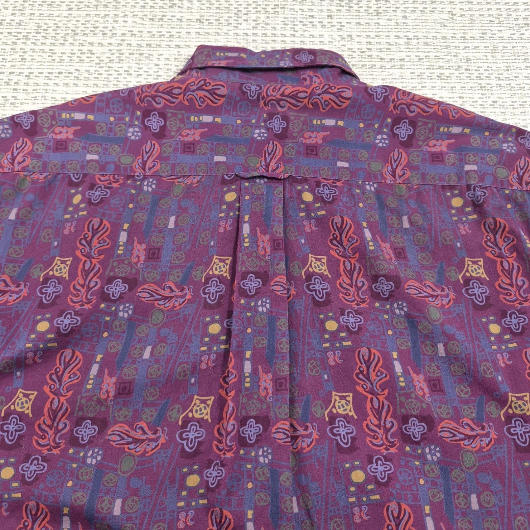 Nordstrom VINTAGE Nordstrom Shirt Mens Large Purple Geometric Print Long Sleeve Button-Front Twill Size US L / EU 52-54 / 3 - 7 Thumbnail
