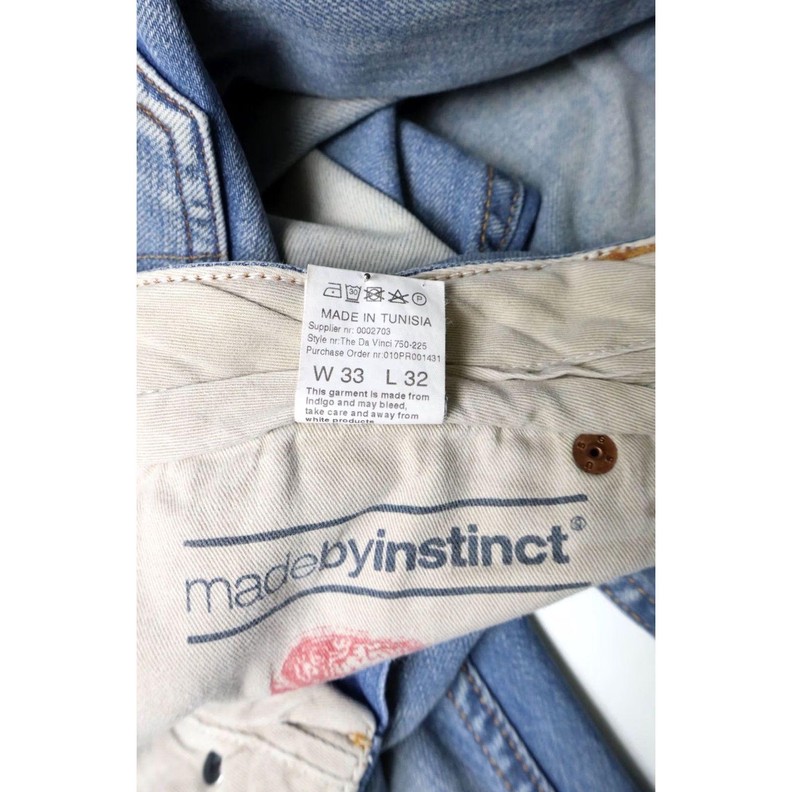 Industrie GSUS SINDUSTRIES Jeans Men's W33/L32 Fade Whiskers Button Fly Blue Regular Straight 100% Cotton 11 oz Front Pockets Size US 33 - 6 Thumbnail