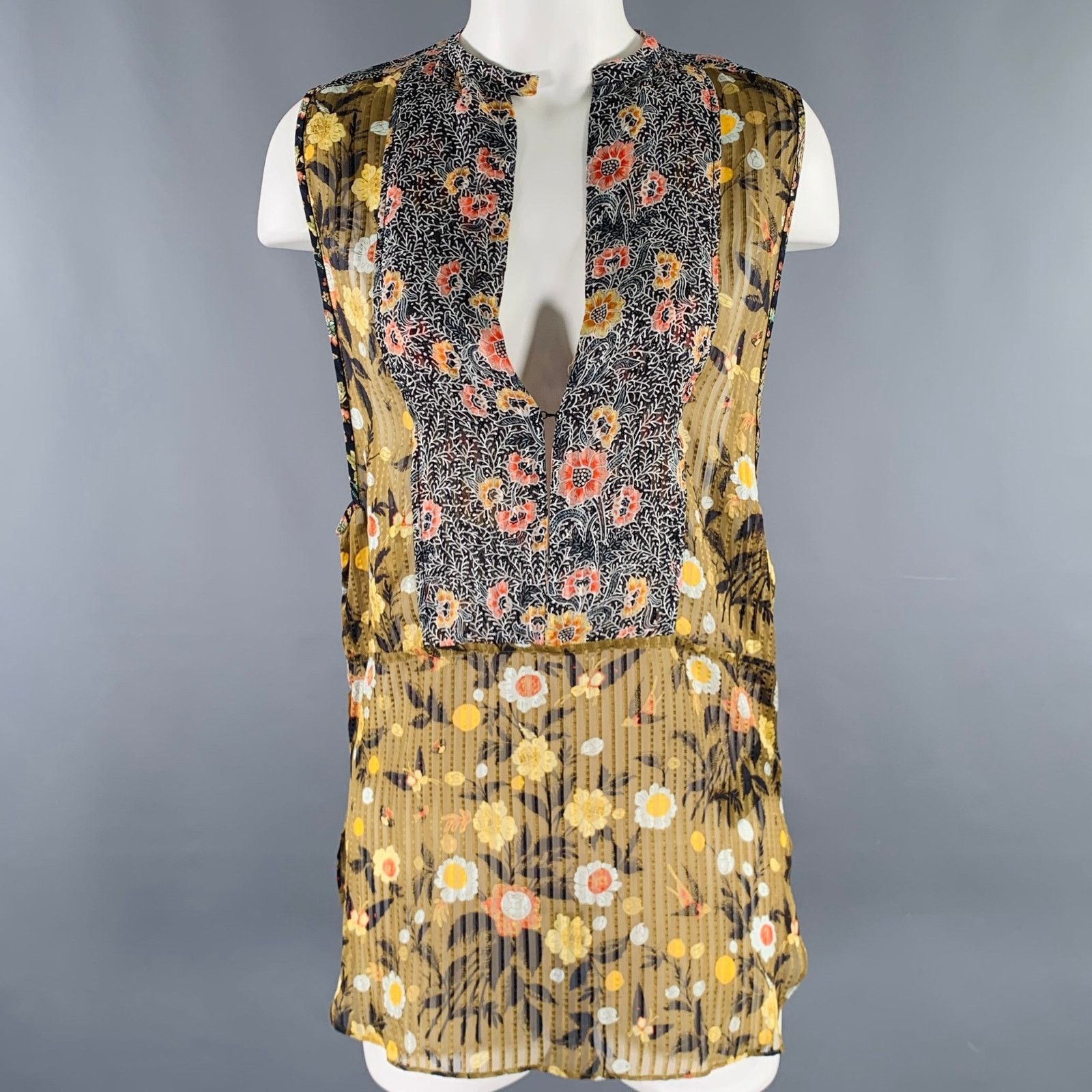 Isabel Marant ISABEL MARANT Multi Color Silk Floral Sleeveless Casual Top Size XS / US 0-2 / IT 36-38 - 1 Thumbnail