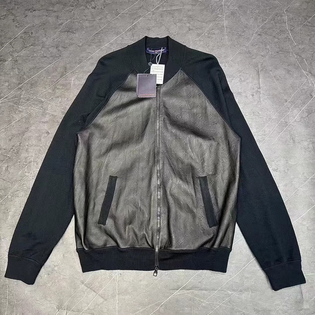 Louis Vuitton all-over embossed logo monogram leather and wool coat Size US XXL / EU 58 / 5 - 1 Thumbnail